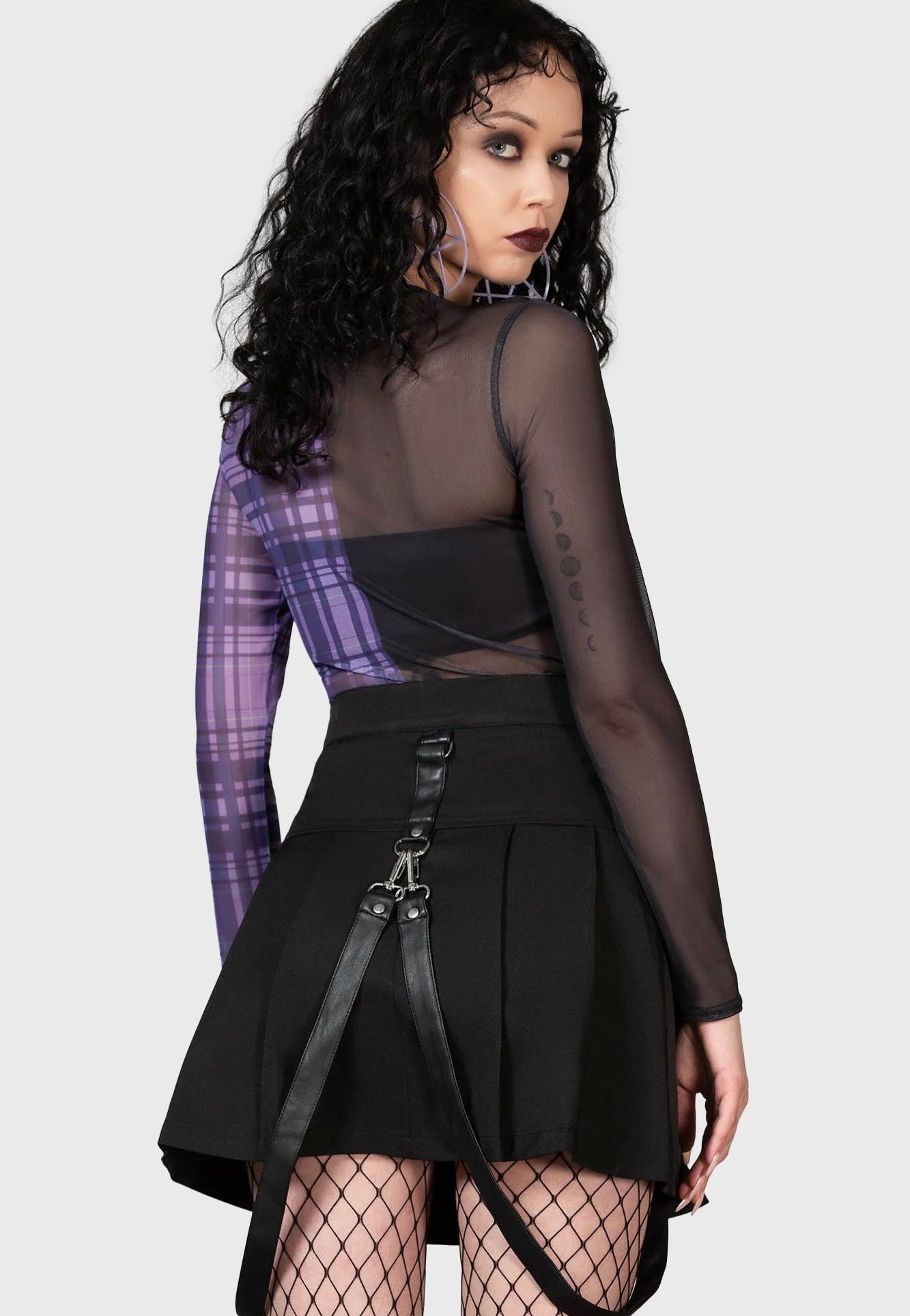 Killstar - Sweet Nightmare Lilac Tartan/Black - Top | Women-Image