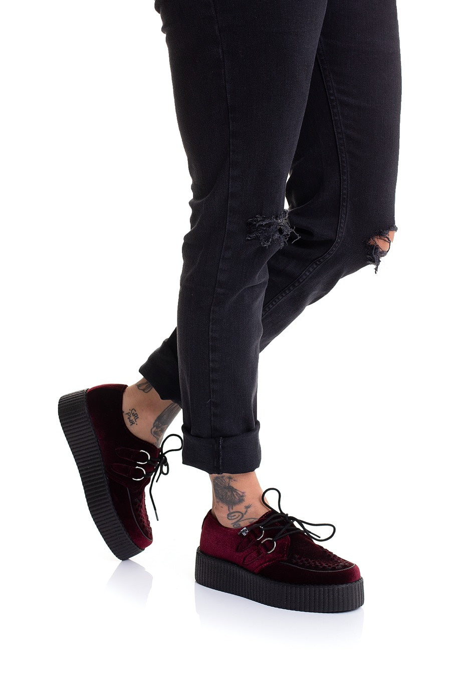 T.U.K. - Viva High Velvet Burgundy - Girl Shoes | Women-Image