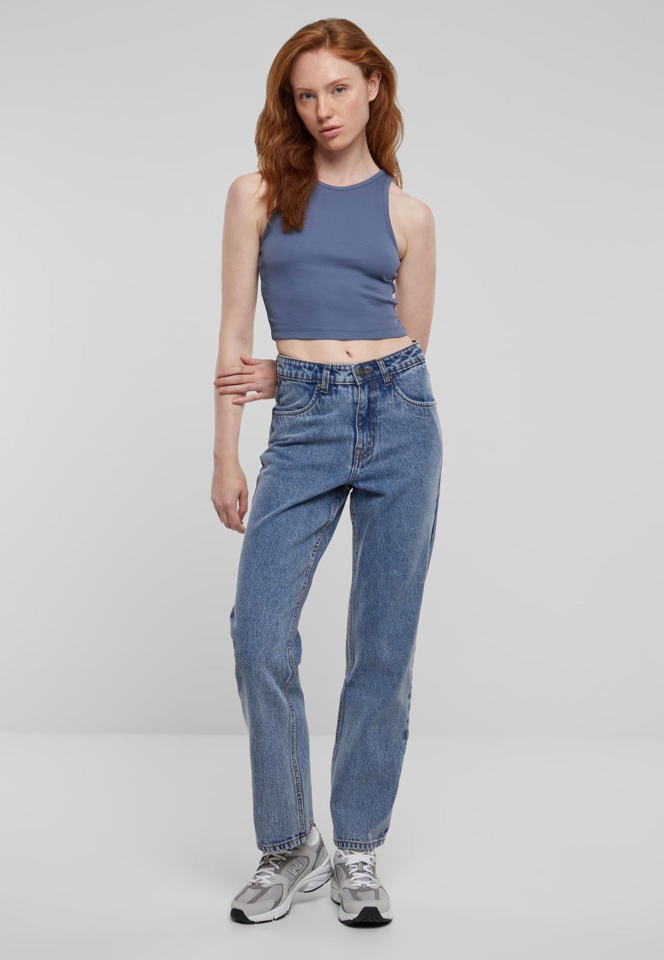 Urban Classics - Ladies Cropped Rib Vintageblue - Top | Women-Image