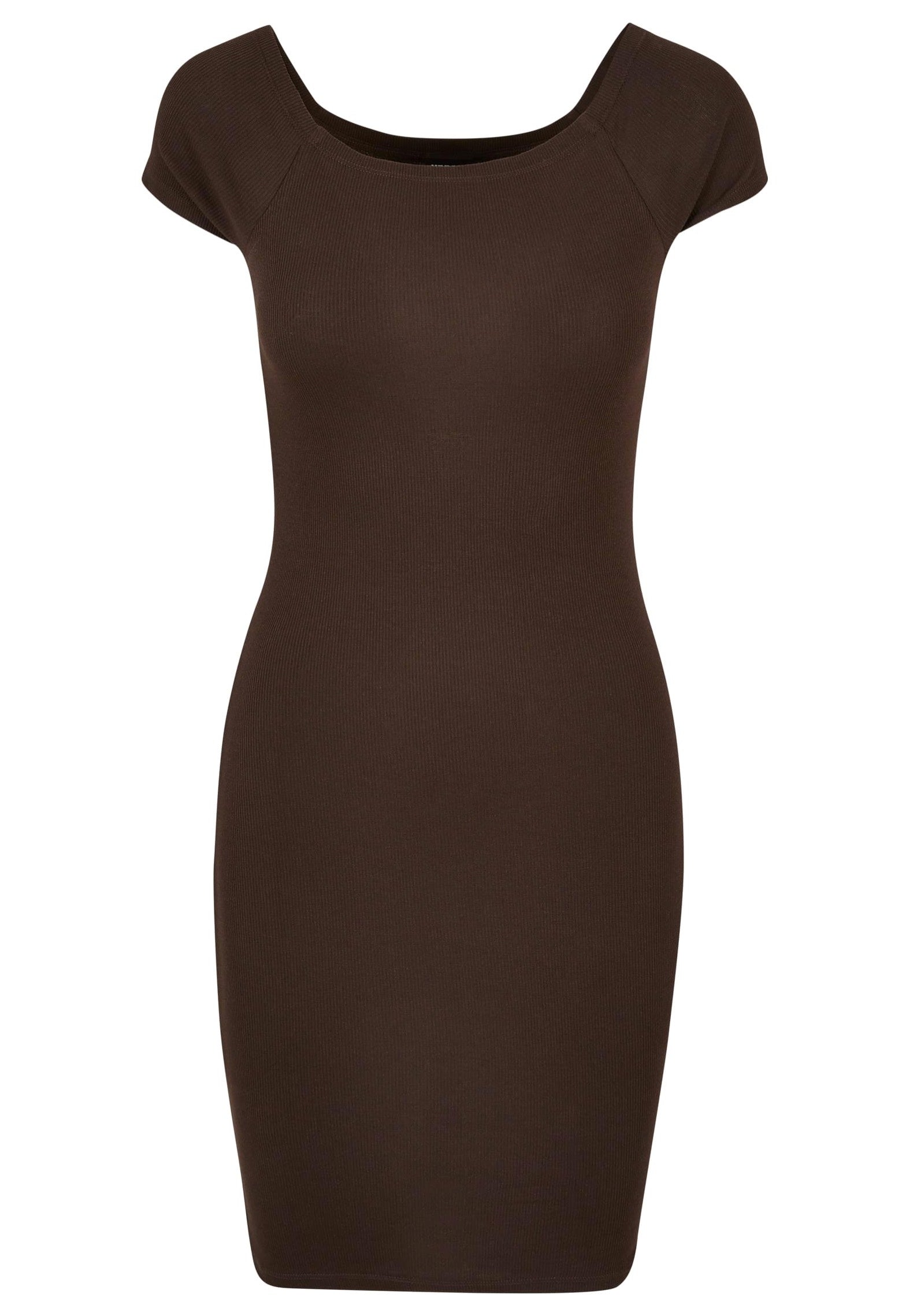 Urban Classics - Ladies Off Shoulder Rib Brown - Dress | Women-Image