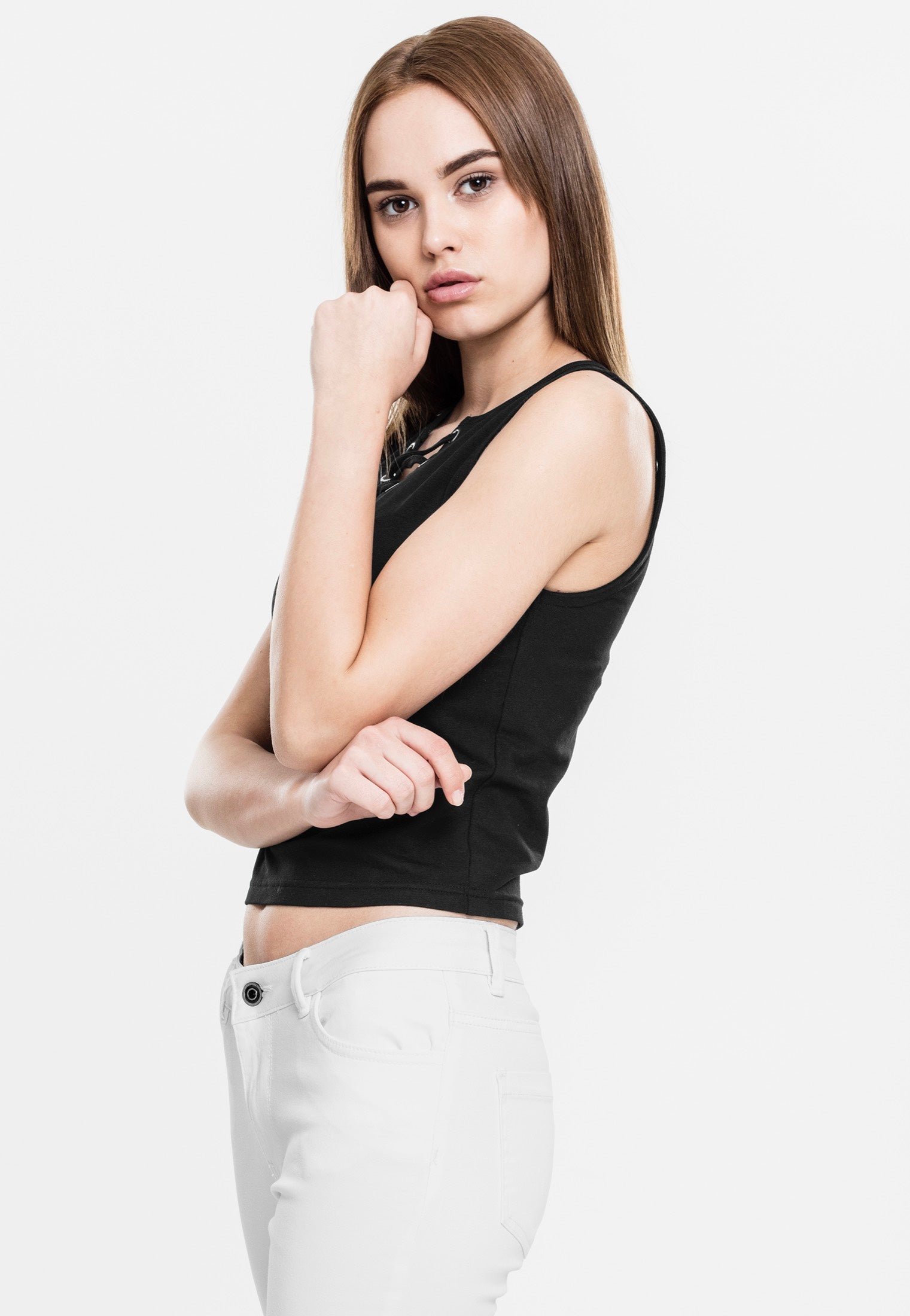 Urban Classics - Lace Up Cropped Black - Top | Women-Image