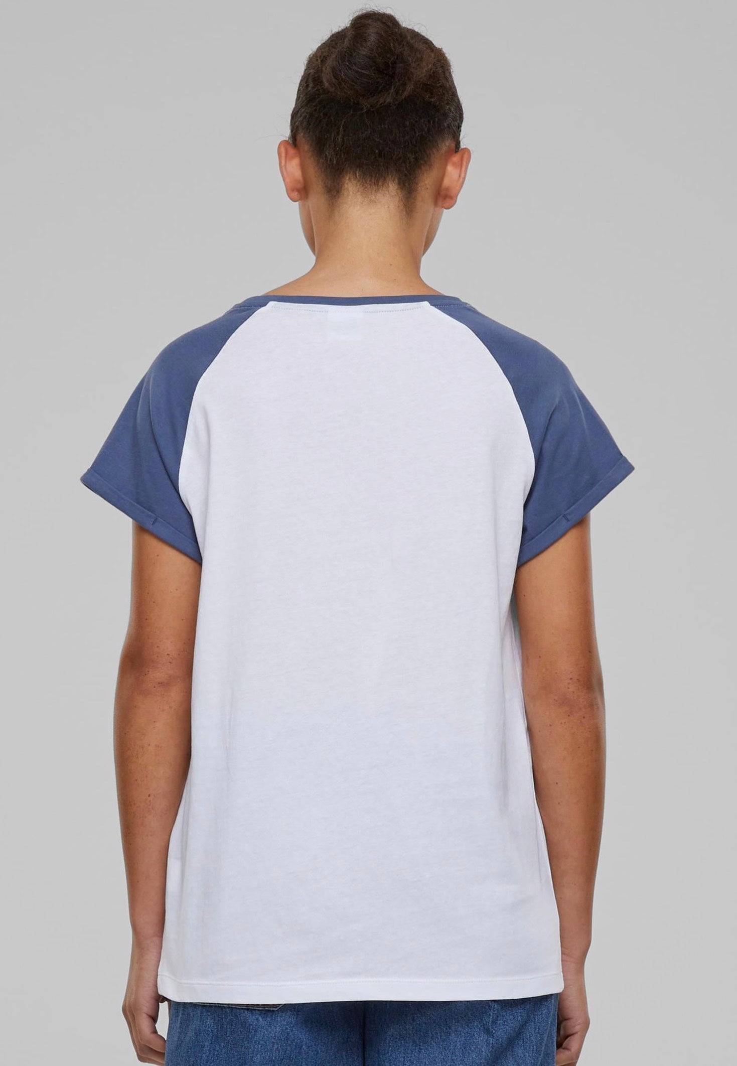 Urban Classics - Ladies Contrast Raglan White/Vintageblue - T-Shirt | Women-Image