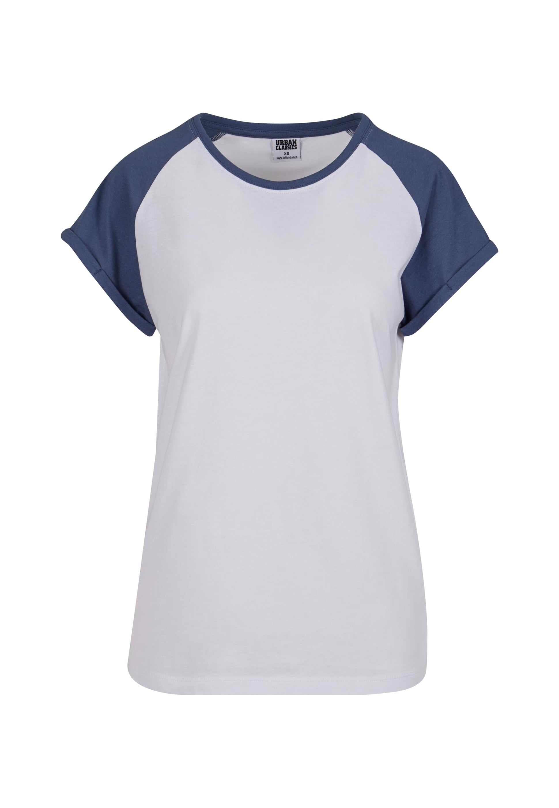 Urban Classics - Ladies Contrast Raglan White/Vintageblue - T-Shirt | Women-Image