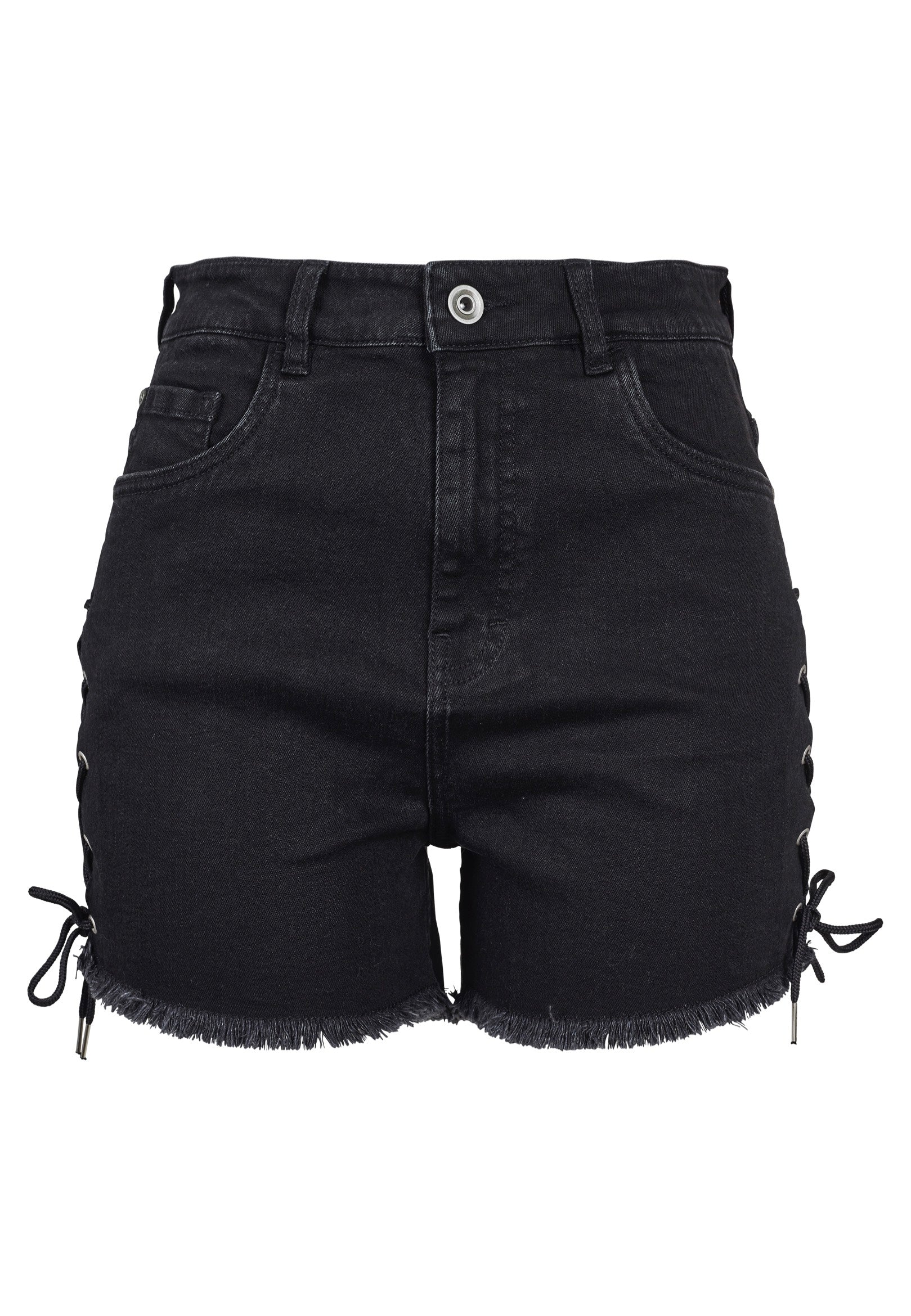 Urban Classics - Highwaist Lace Up Black Washed - Shorts | Women-Image