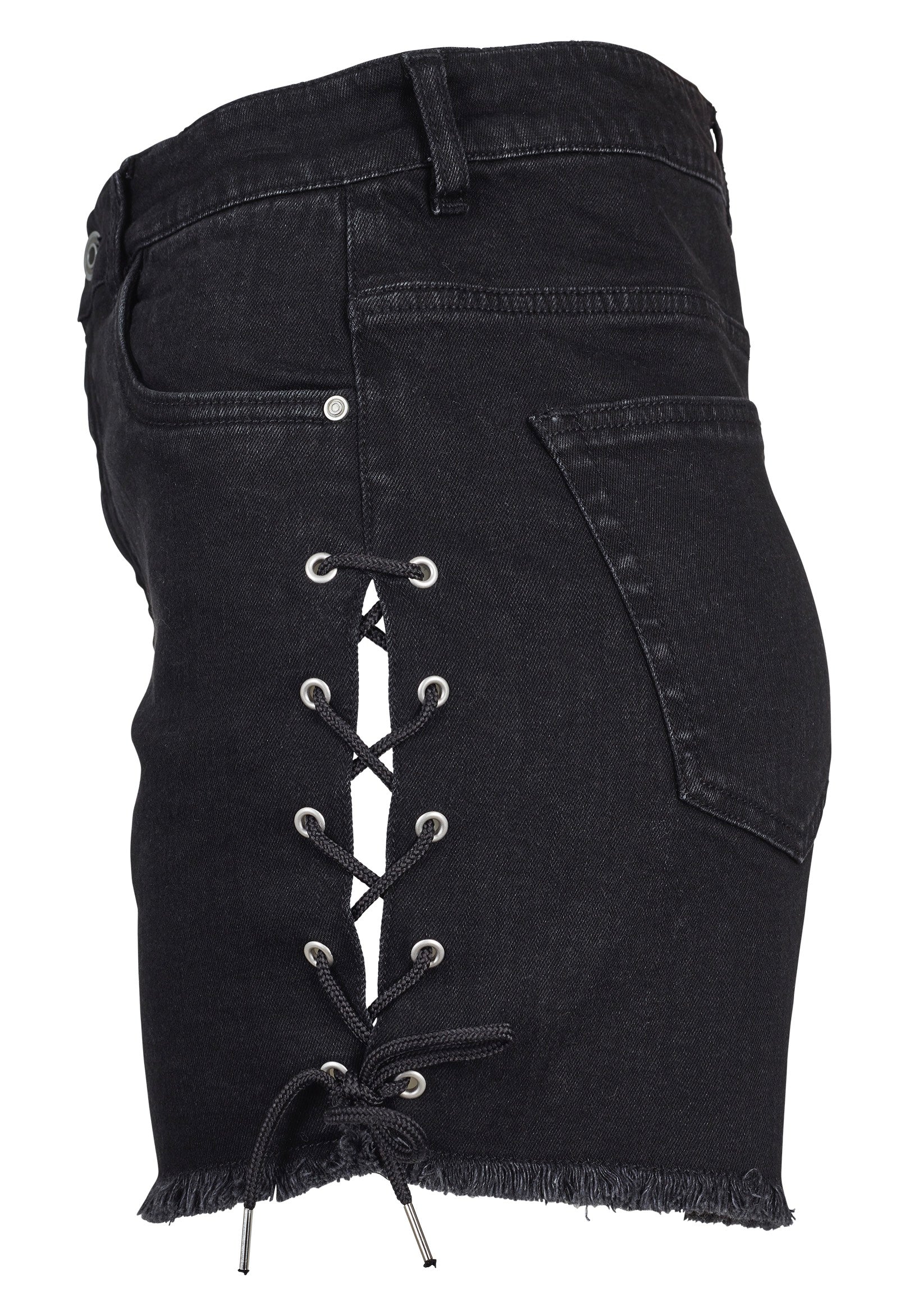 Urban Classics - Highwaist Lace Up Black Washed - Shorts | Women-Image