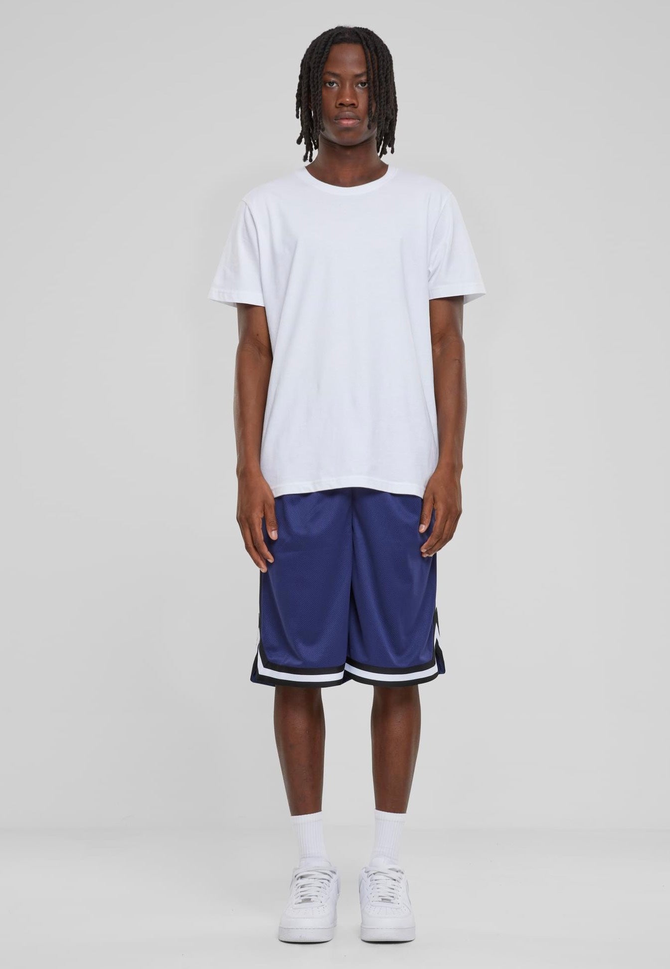 Urban Classics - Stripes Mesh Darkblue/Black/White - Shorts | Men-Image