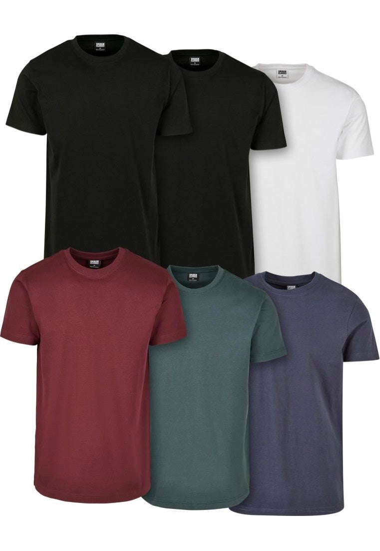 Urban Classics - Basic Pack Of 6 Blk/Blk/Wht/Rdwn/Bttlgrn/Nvy - T-Shirt | Men-Image