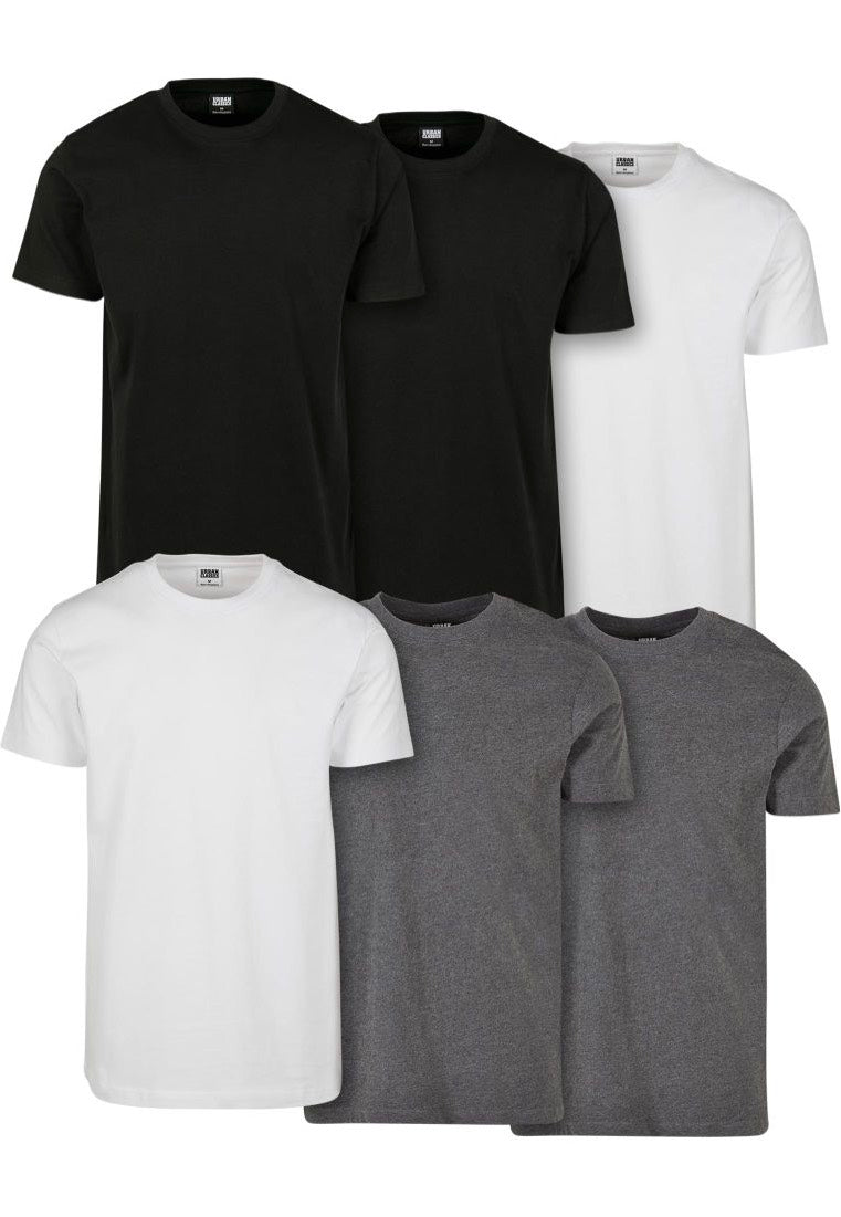 Urban Classics - Basic Pack Of 6 Blk/Blk/Wht/Wht/Chrcl/Chrcl - T-Shirt | Men-Image