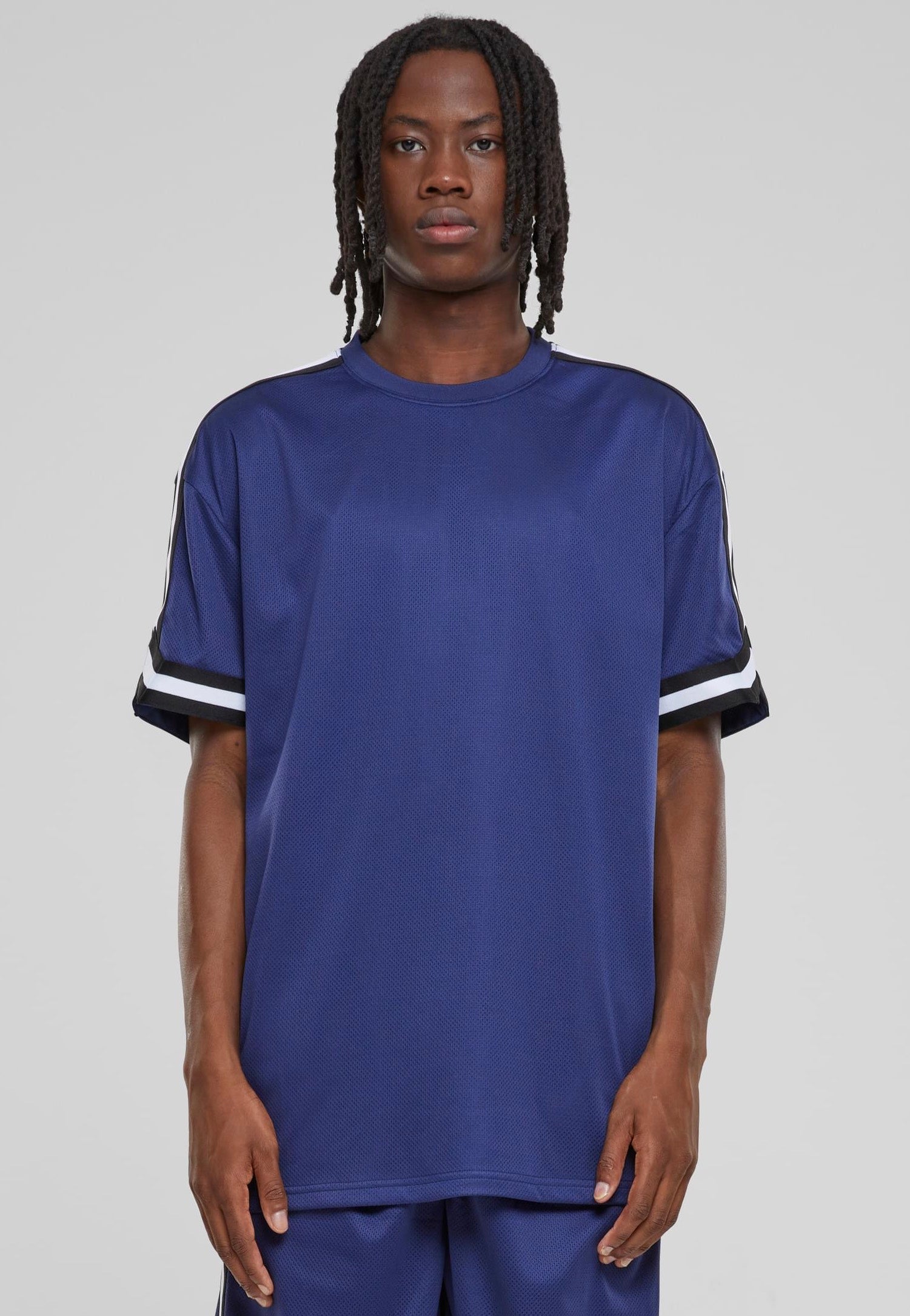 Urban Classics - Oversized Stripes Mesh Darkblue - T-Shirt | Men-Image