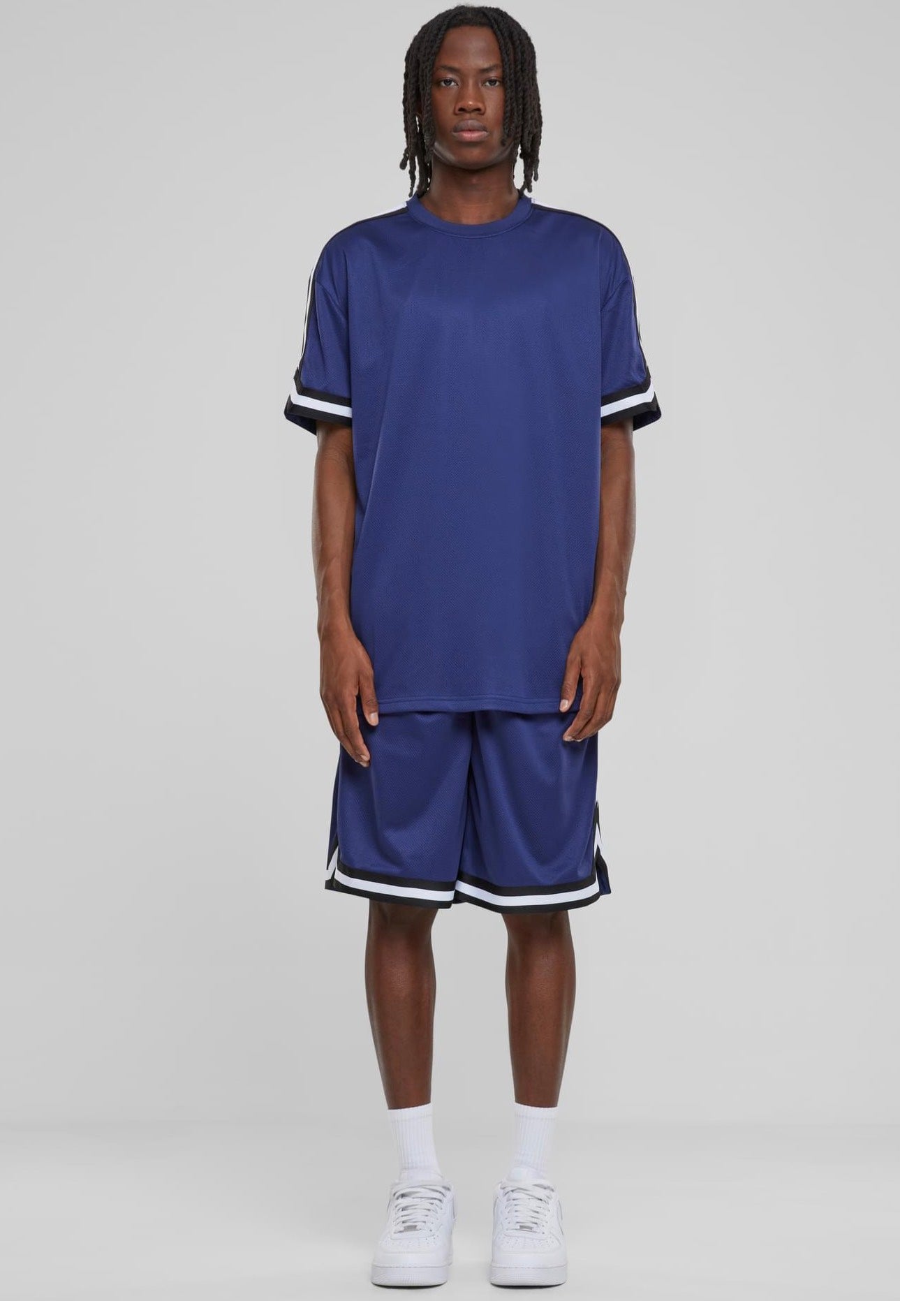 Urban Classics - Oversized Stripes Mesh Darkblue - T-Shirt | Men-Image