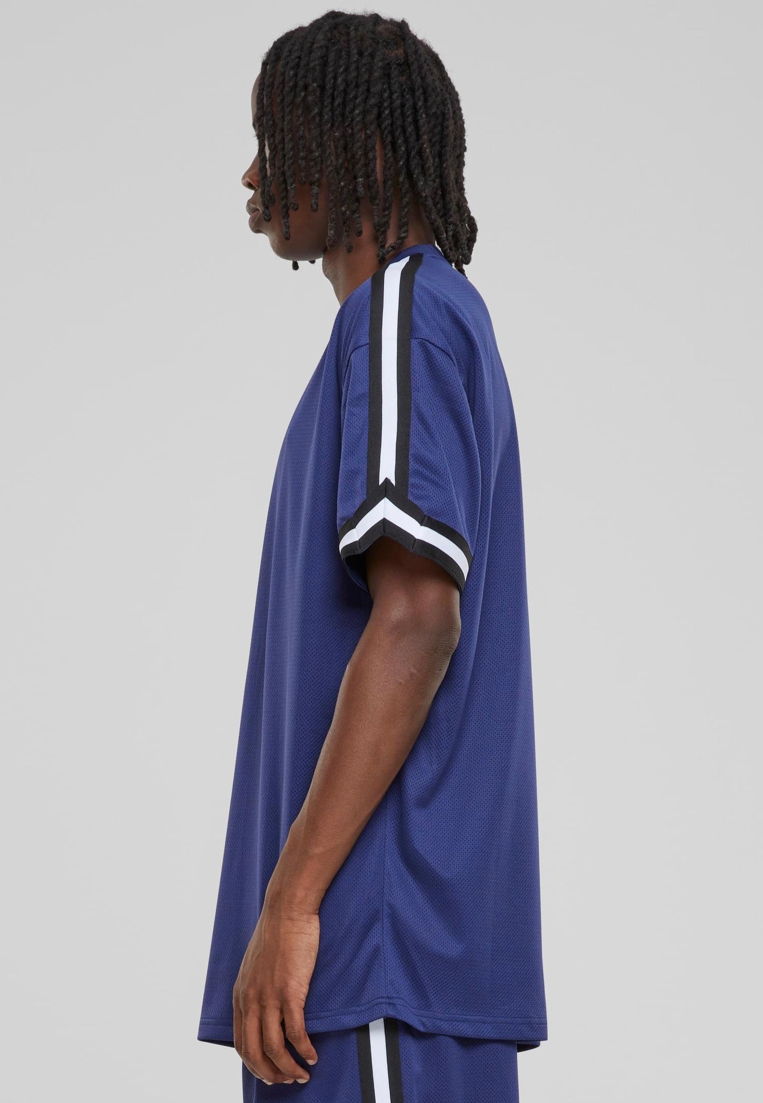 Urban Classics - Oversized Stripes Mesh Darkblue - T-Shirt | Men-Image