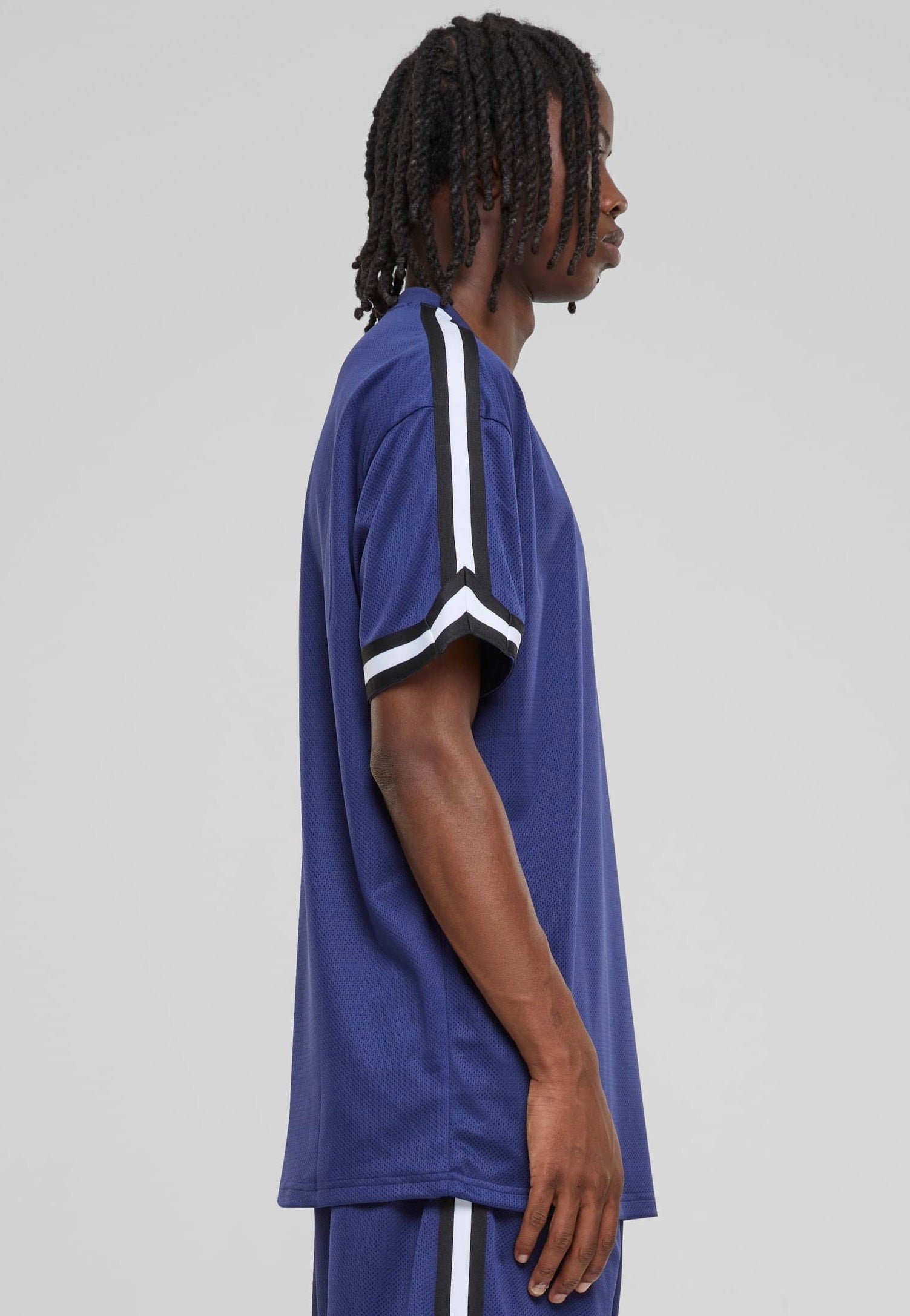 Urban Classics - Oversized Stripes Mesh Darkblue - T-Shirt | Men-Image