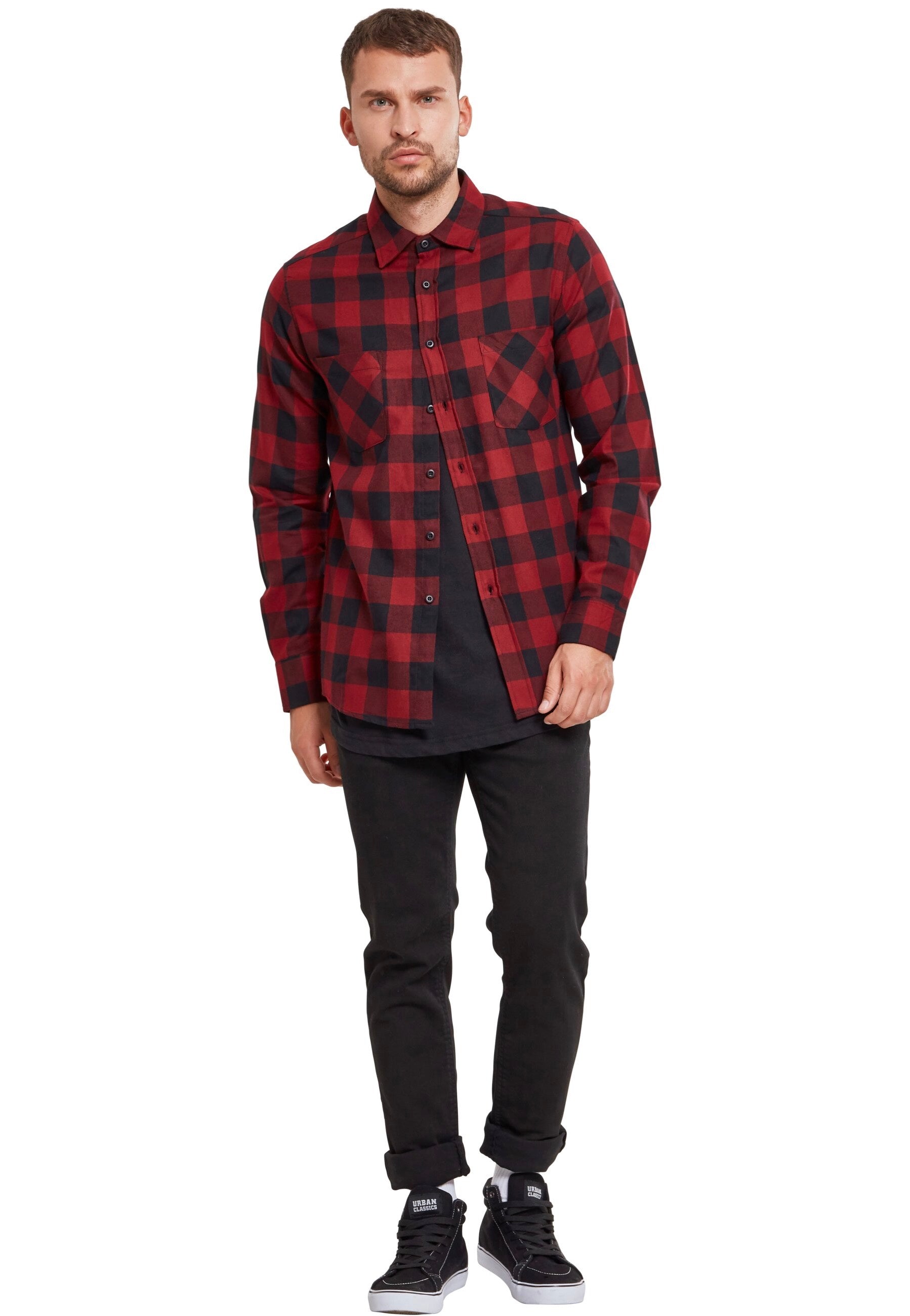 Urban Classics - Checked Flanell Black/Burgundy - Shirt | Men-Image