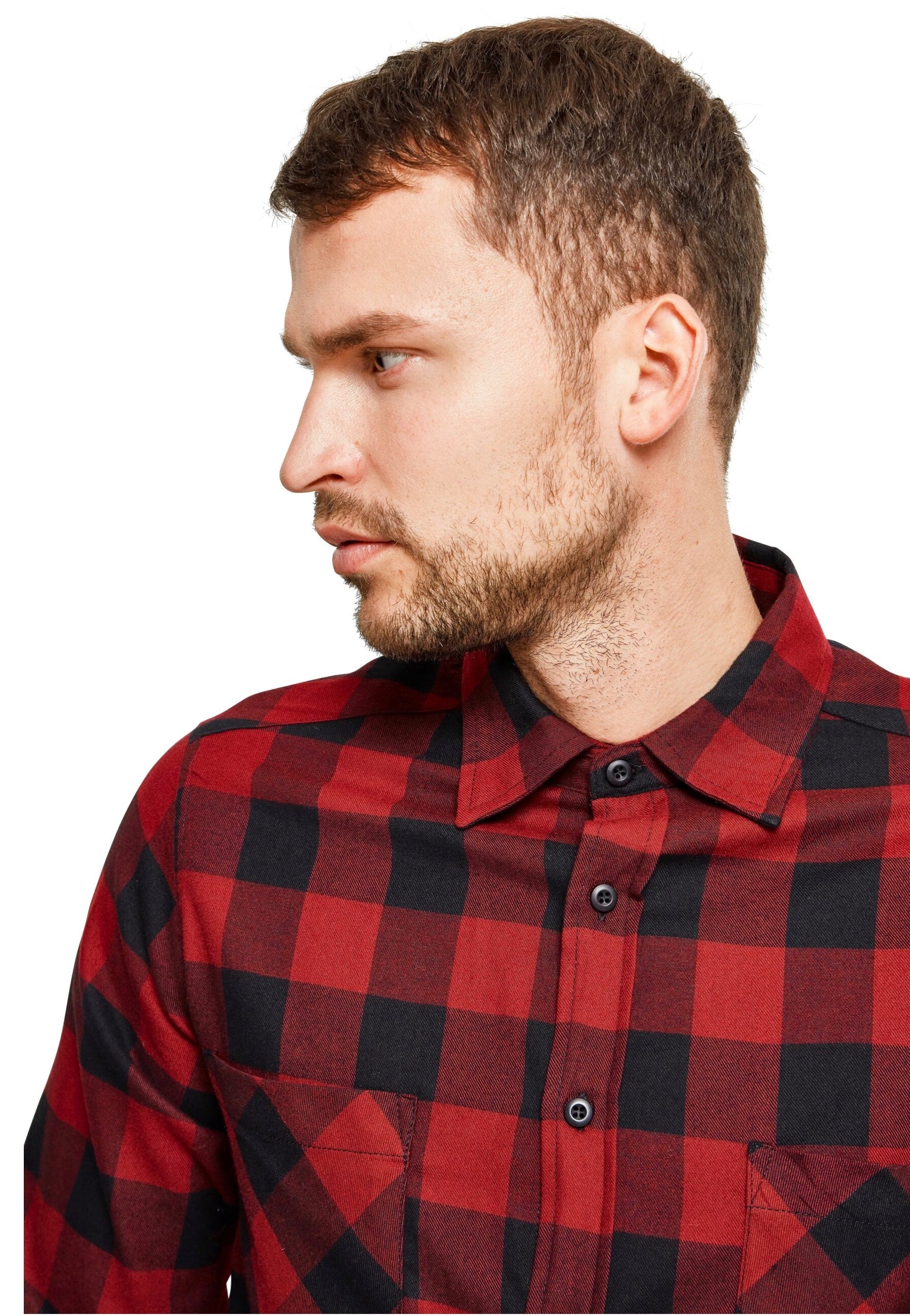 Urban Classics - Checked Flanell Black/Burgundy - Shirt | Men-Image