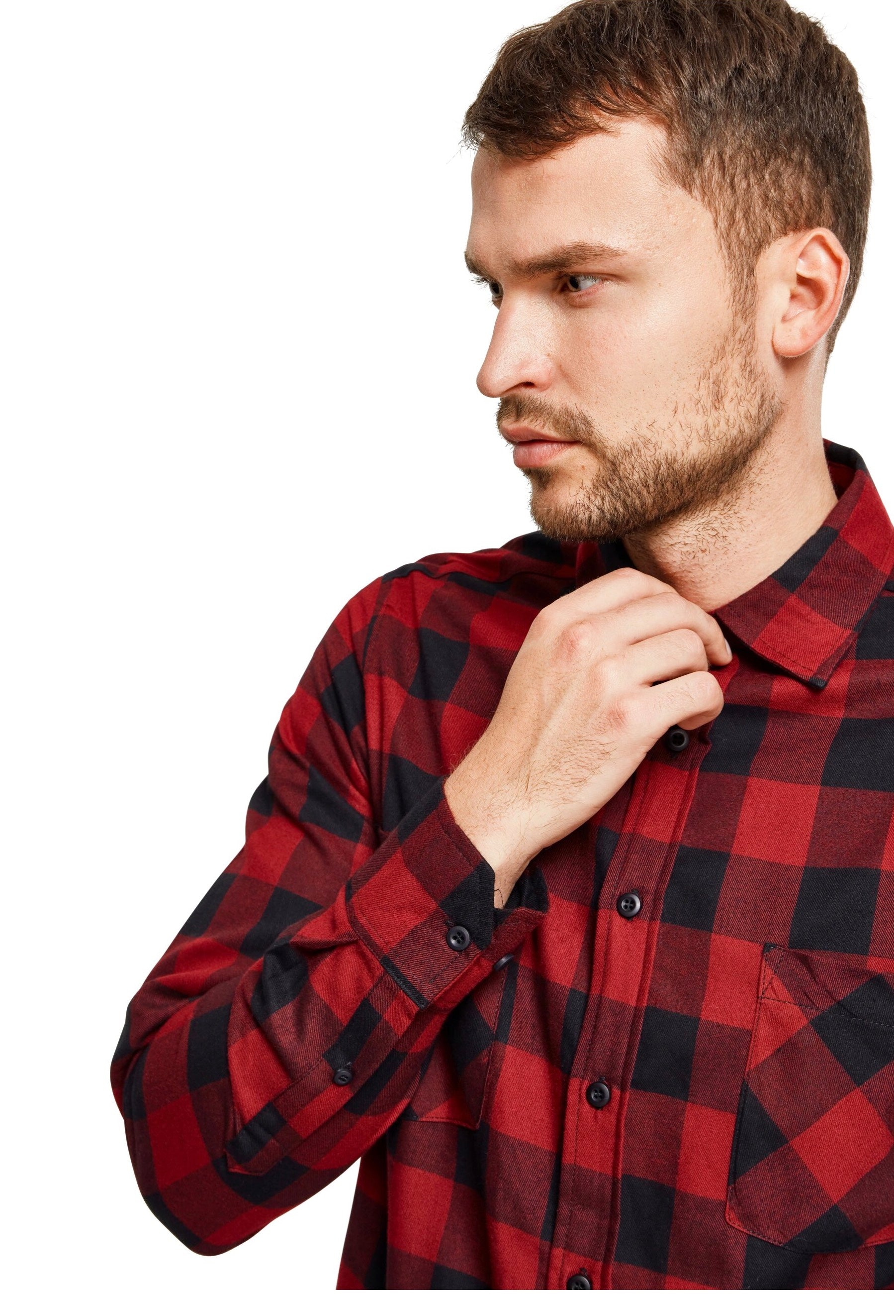 Urban Classics - Checked Flanell Black/Burgundy - Shirt | Men-Image