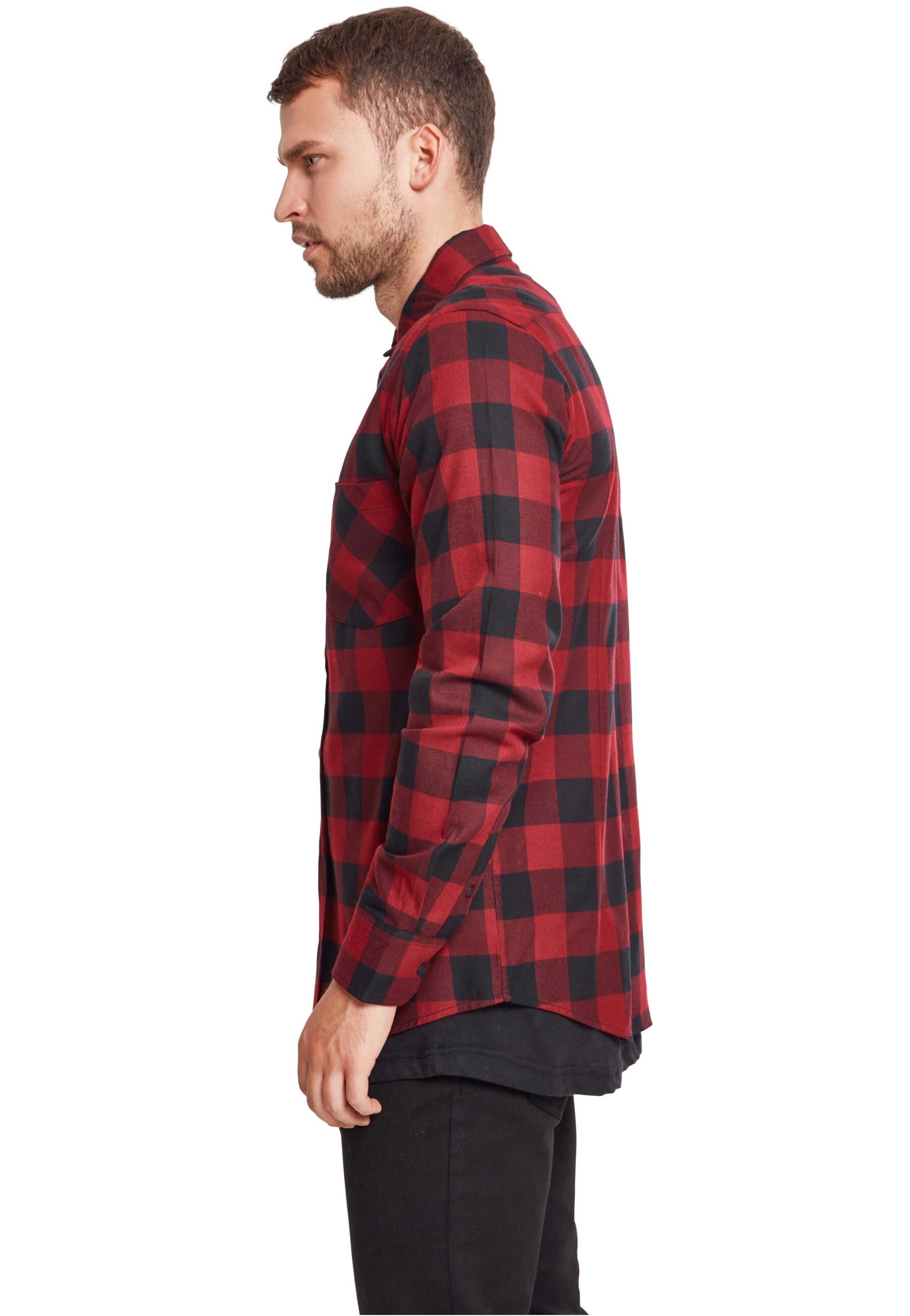 Urban Classics - Checked Flanell Black/Burgundy - Shirt | Men-Image