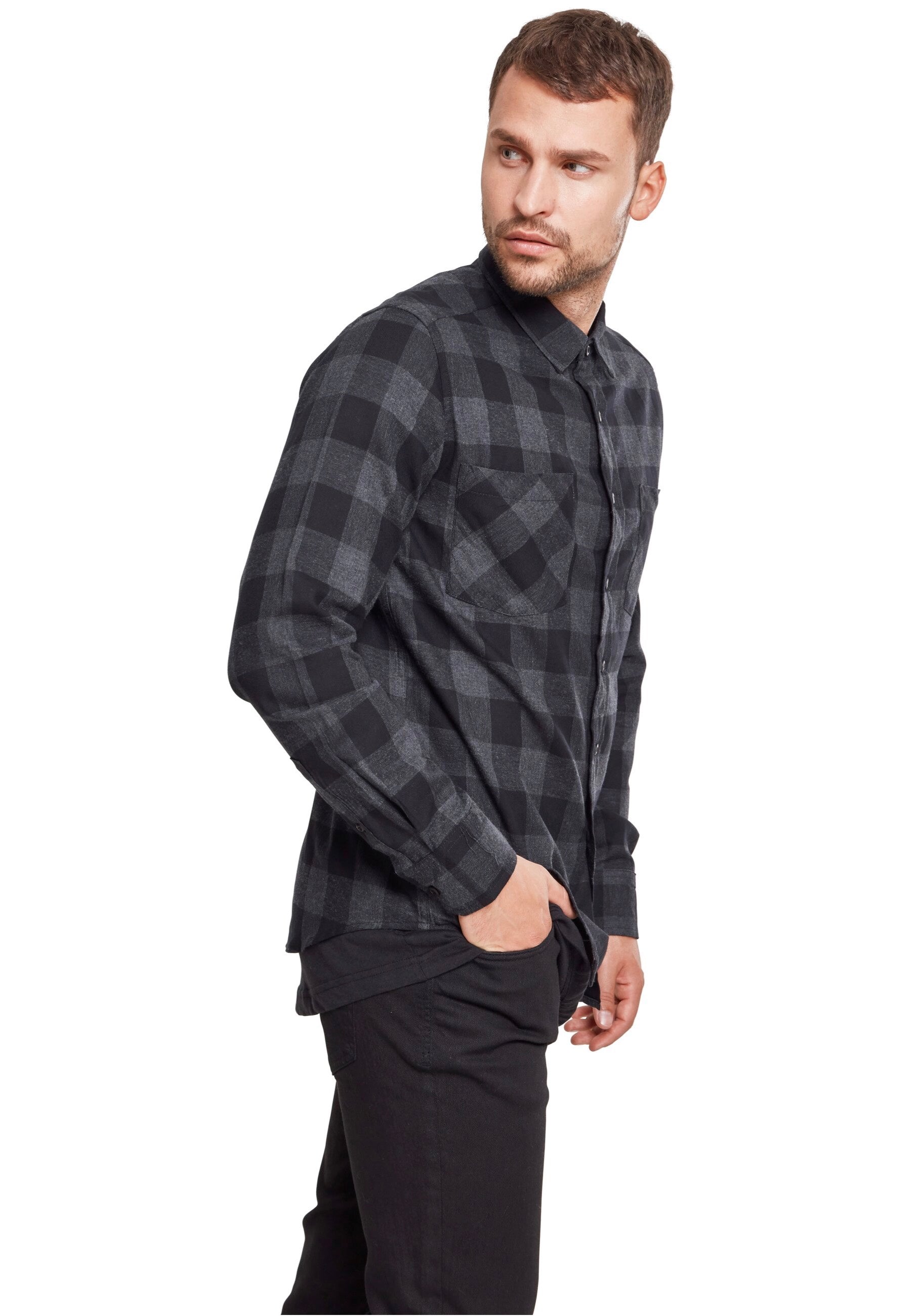 Urban Classics - Checked Flanell Black/Charcoal - Shirt | Men-Image