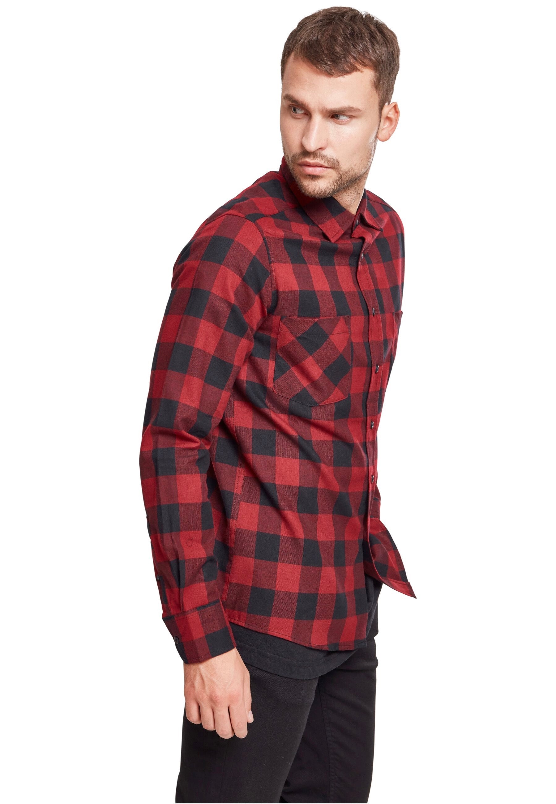 Urban Classics - Checked Flanell Black/Burgundy - Shirt | Men-Image