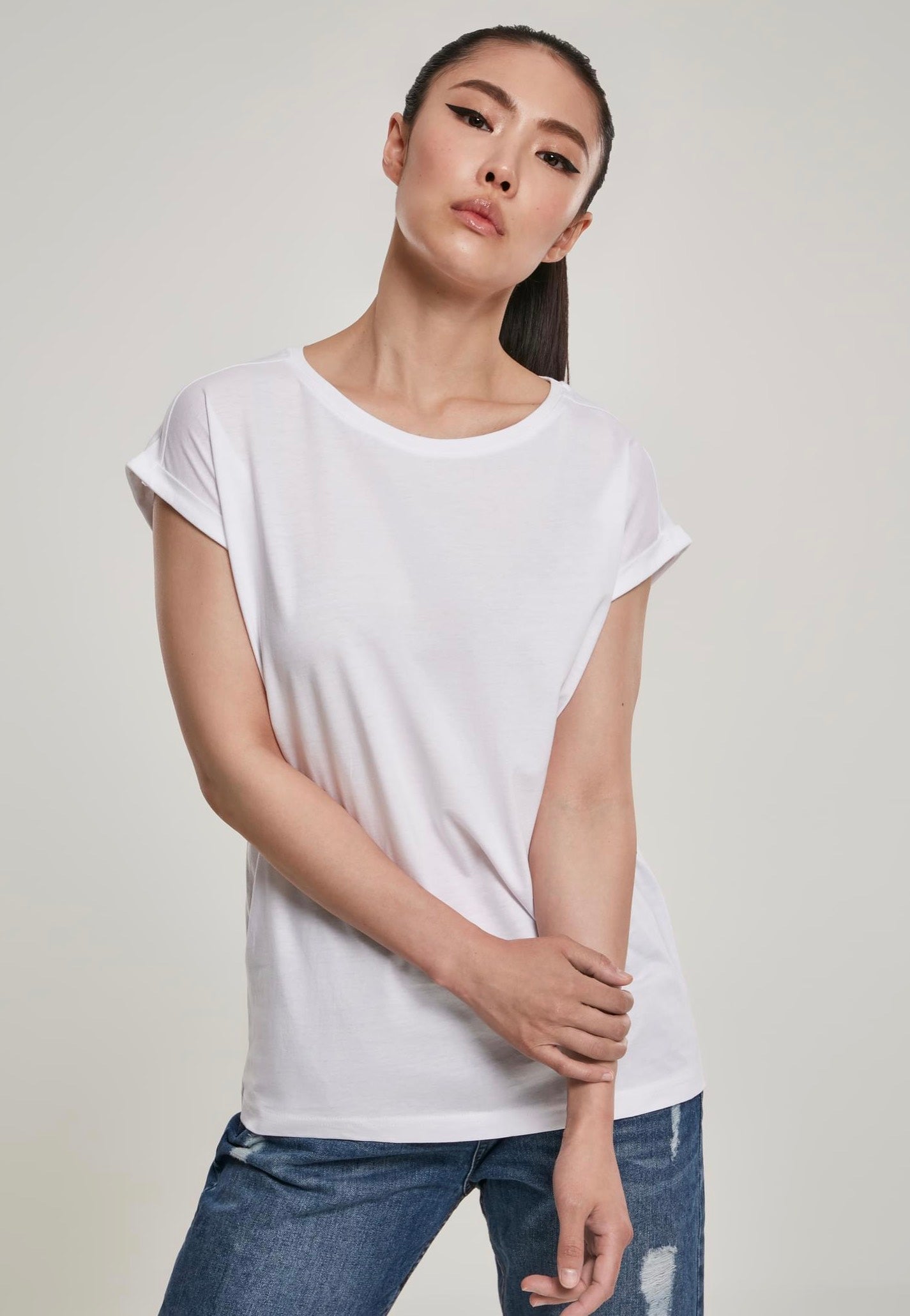 Urban Classics - Ladies Organic Extended Shoulder White - T-Shirt | Women-Image