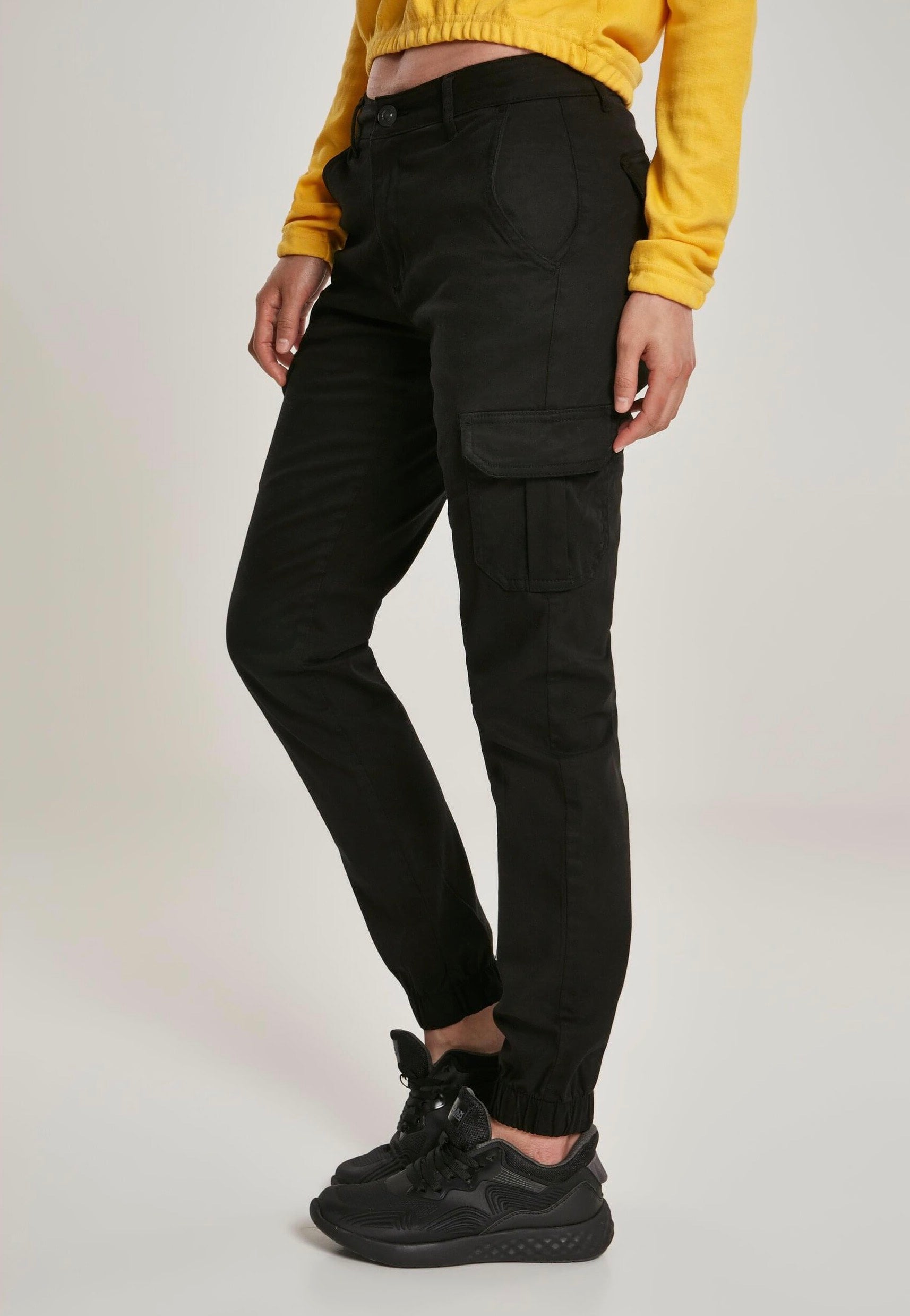 Urban Classics - Ladies High Waist Cargo Black - Pants | Women-Image