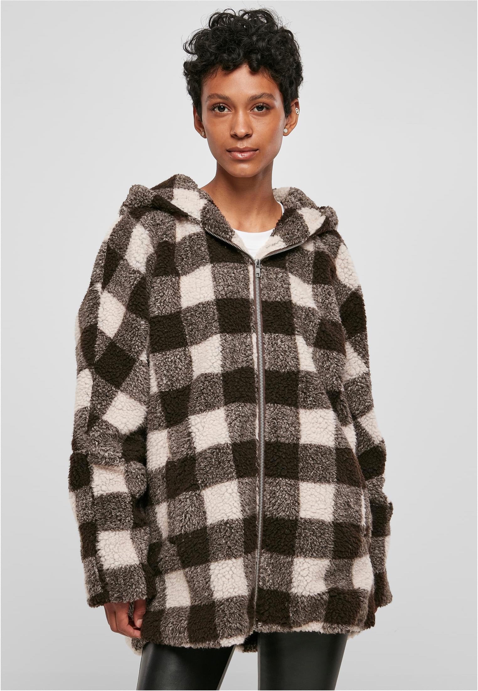 Urban Classics - Ladies Hooded Oversized Check Sherpa Pink/Brown - Jacket | Women-Image