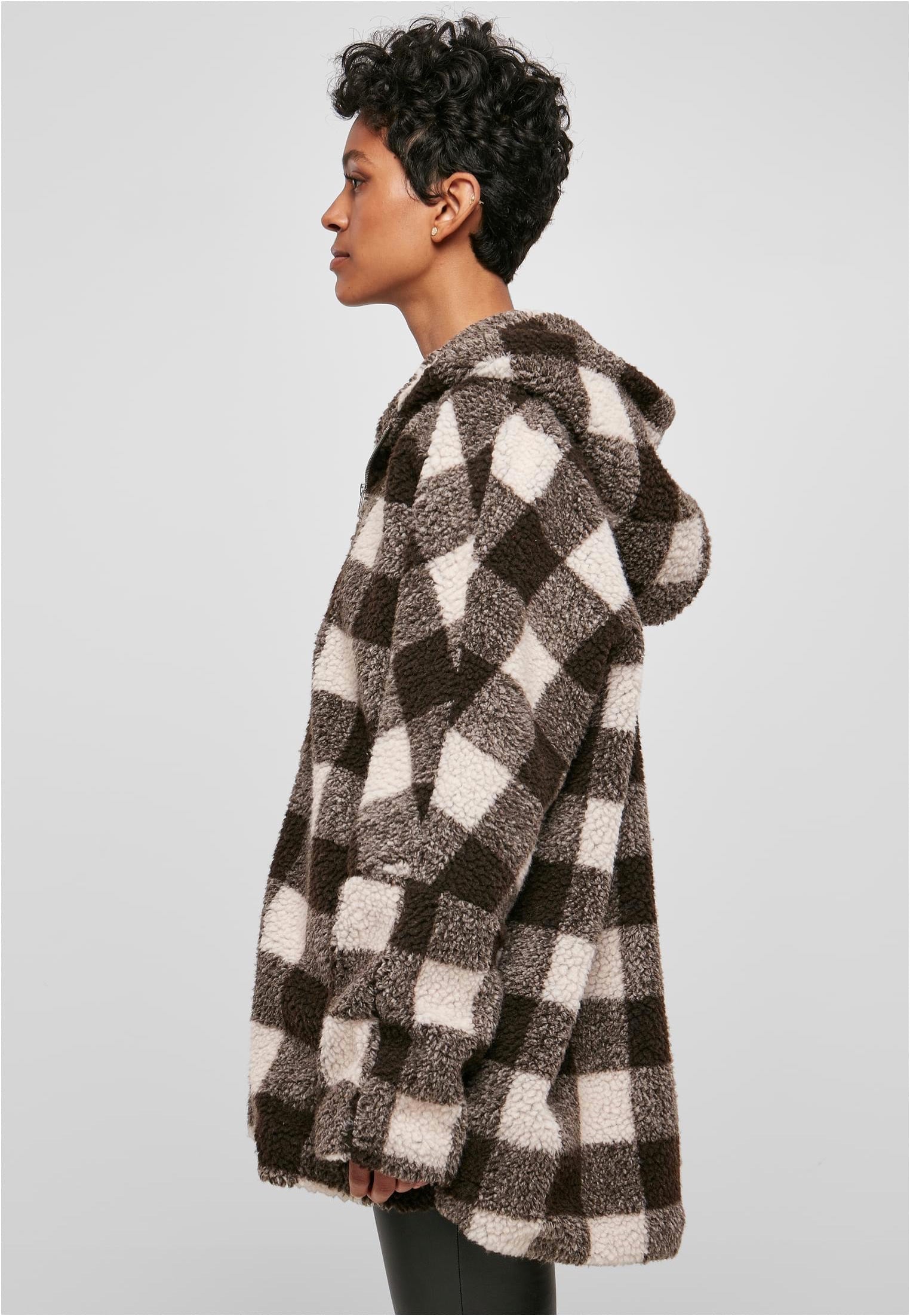 Urban Classics - Ladies Hooded Oversized Check Sherpa Pink/Brown - Jacket | Women-Image