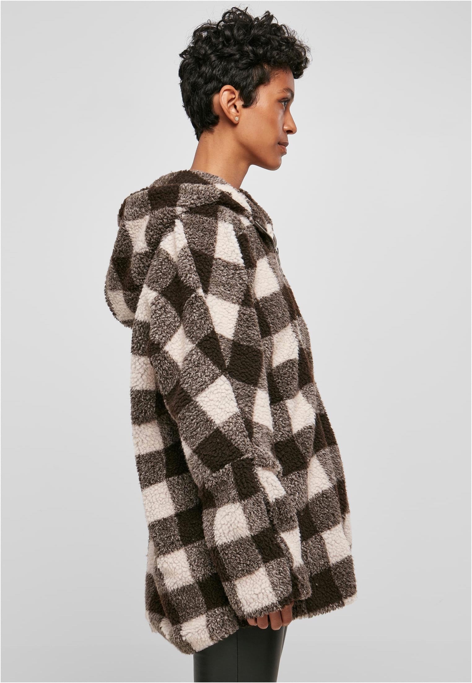 Urban Classics - Ladies Hooded Oversized Check Sherpa Pink/Brown - Jacket | Women-Image