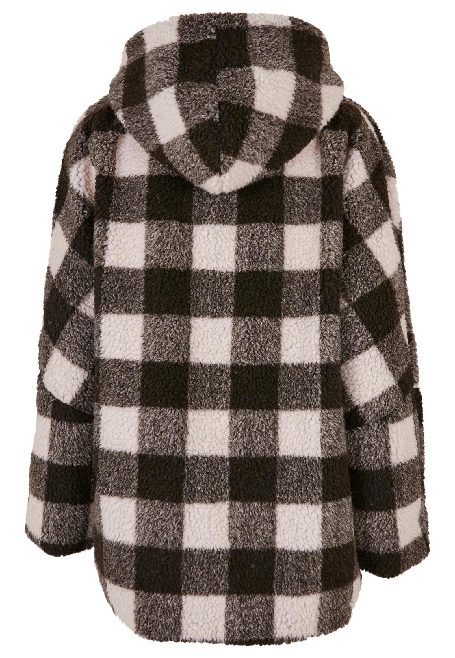 Urban Classics - Ladies Hooded Oversized Check Sherpa Pink/Brown - Jacket | Women-Image