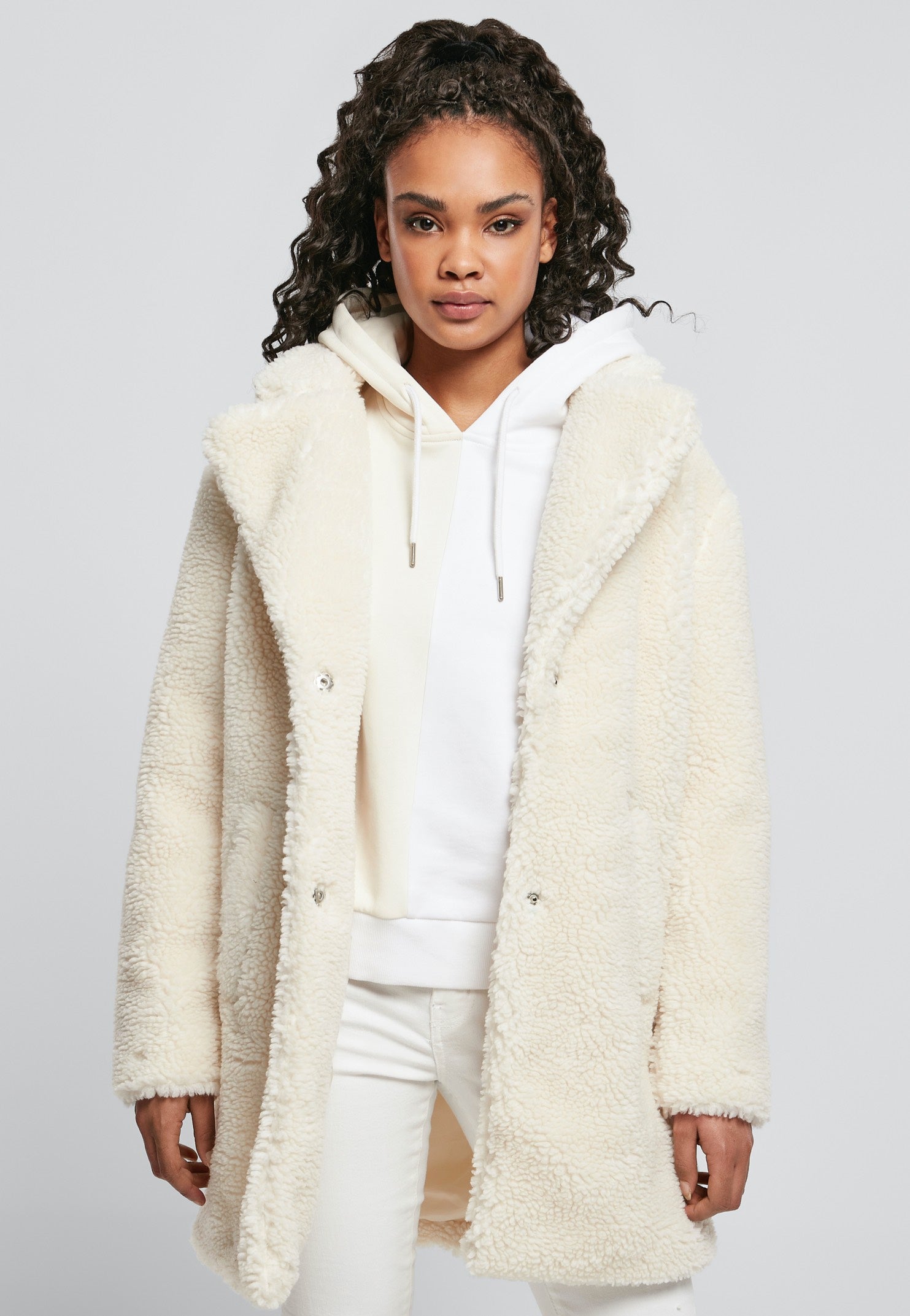 Urban Classics - Ladies Oversized Sherpa White Sand - Jacket | Women-Image