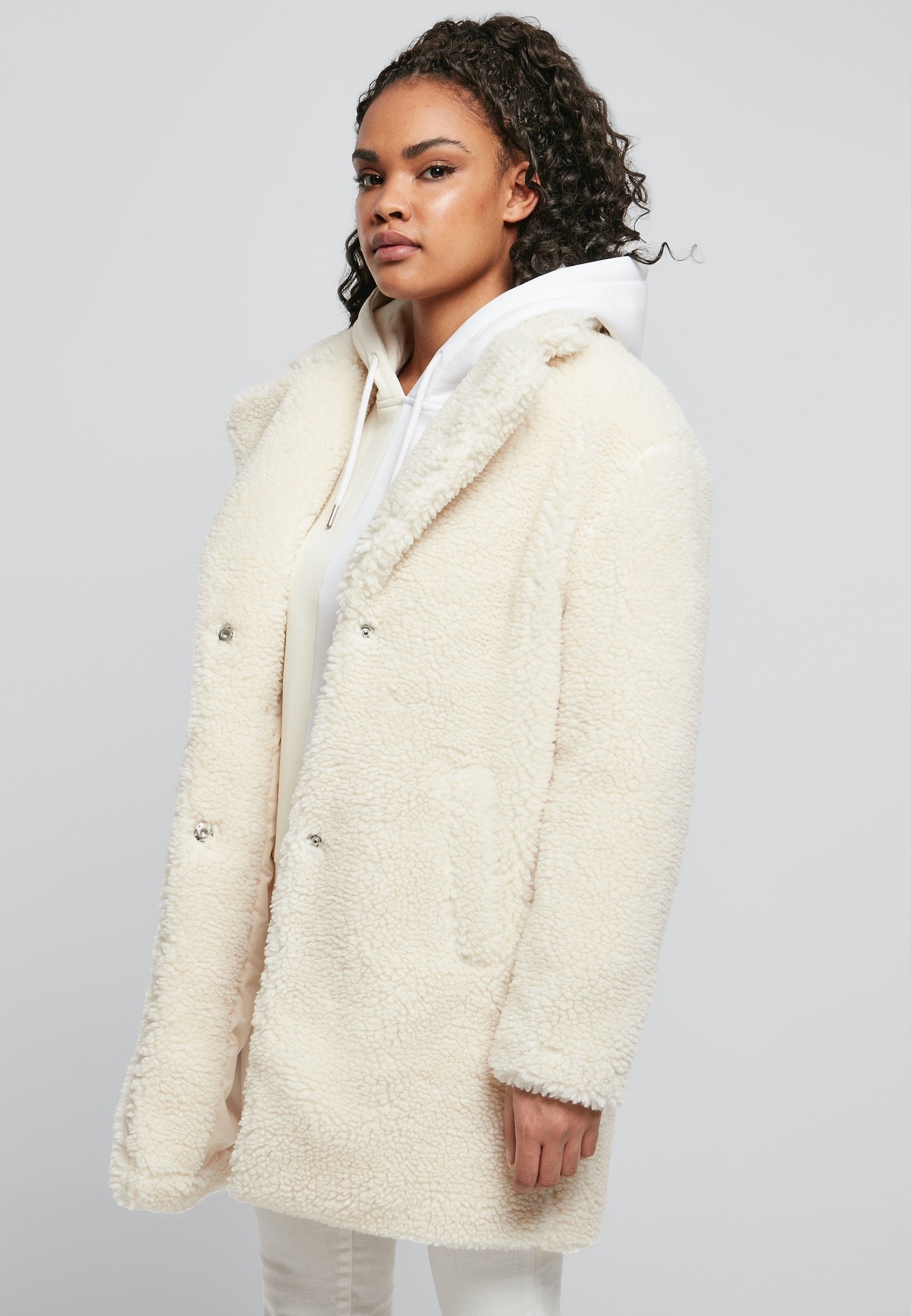 Urban Classics - Ladies Oversized Sherpa White Sand - Jacket | Women-Image