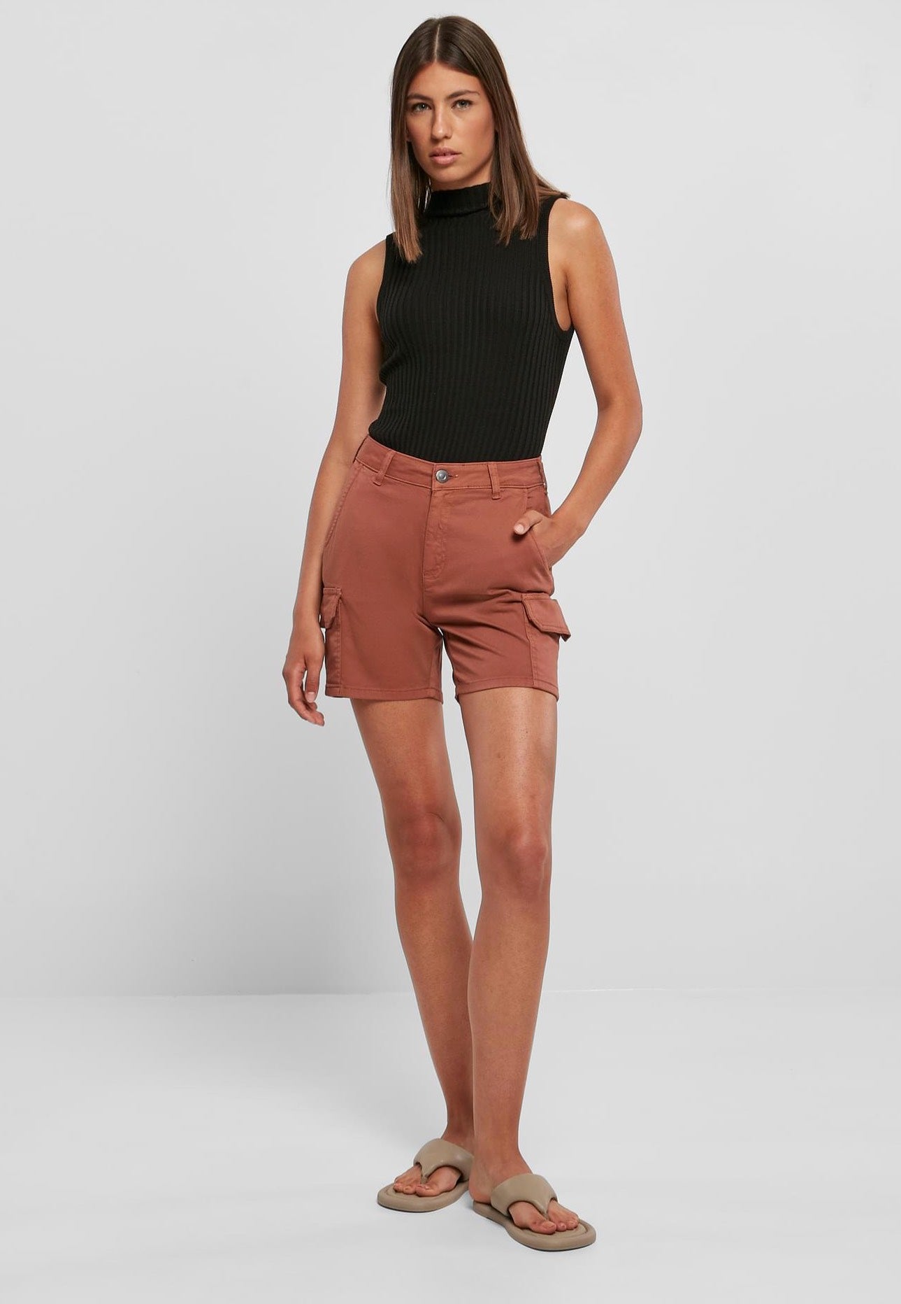 Urban Classics - Ladies High Waist Cargo Terracotta - Shorts | Women-Image