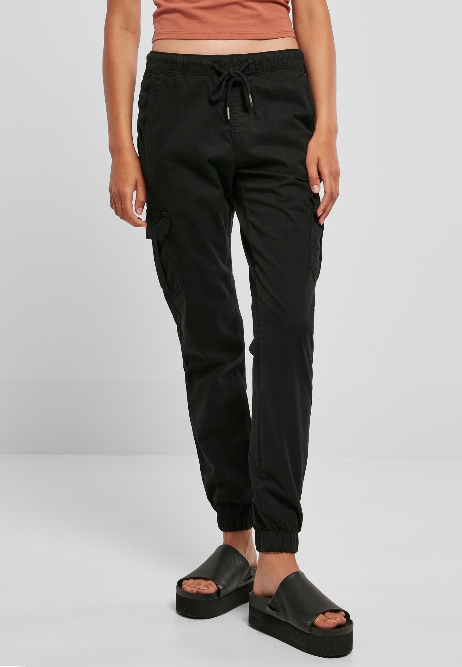 Urban Classics - Ladies High Waist Cargo Black - Pants | Women-Image