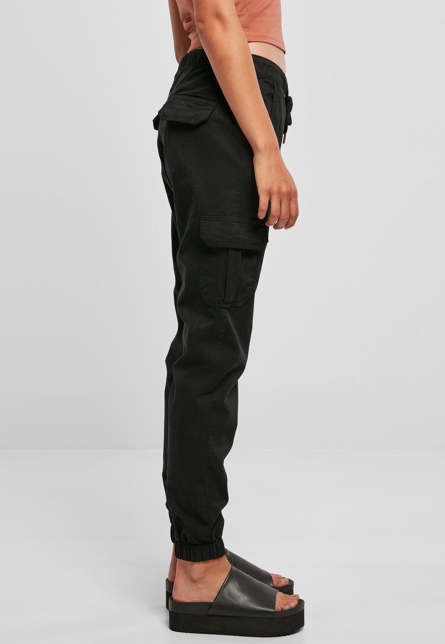 Urban Classics - Ladies High Waist Cargo Black - Pants | Women-Image