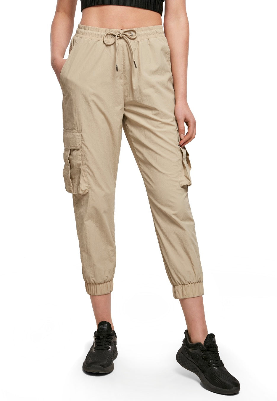 Urban Classics - Ladies High Waist Crinkle Nylon Cargo Concrete - Pants | Women-Image