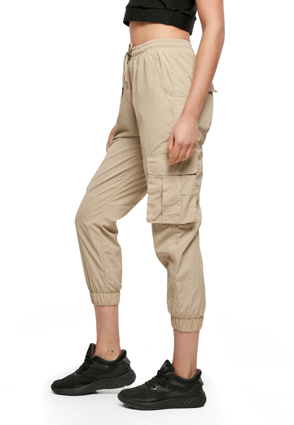 Urban Classics - Ladies High Waist Crinkle Nylon Cargo Concrete - Pants | Women-Image