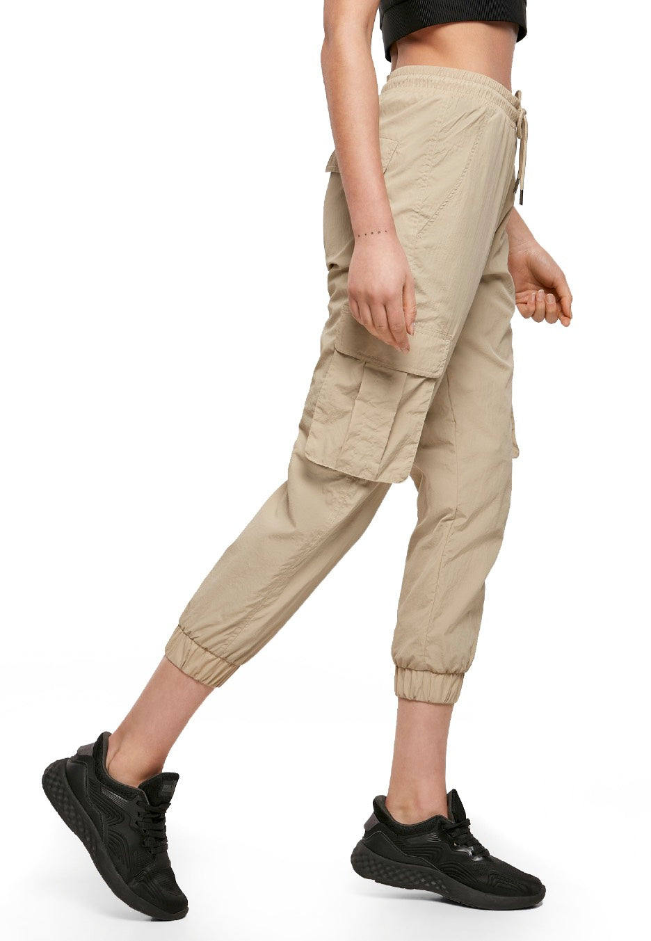 Urban Classics - Ladies High Waist Crinkle Nylon Cargo Concrete - Pants | Women-Image