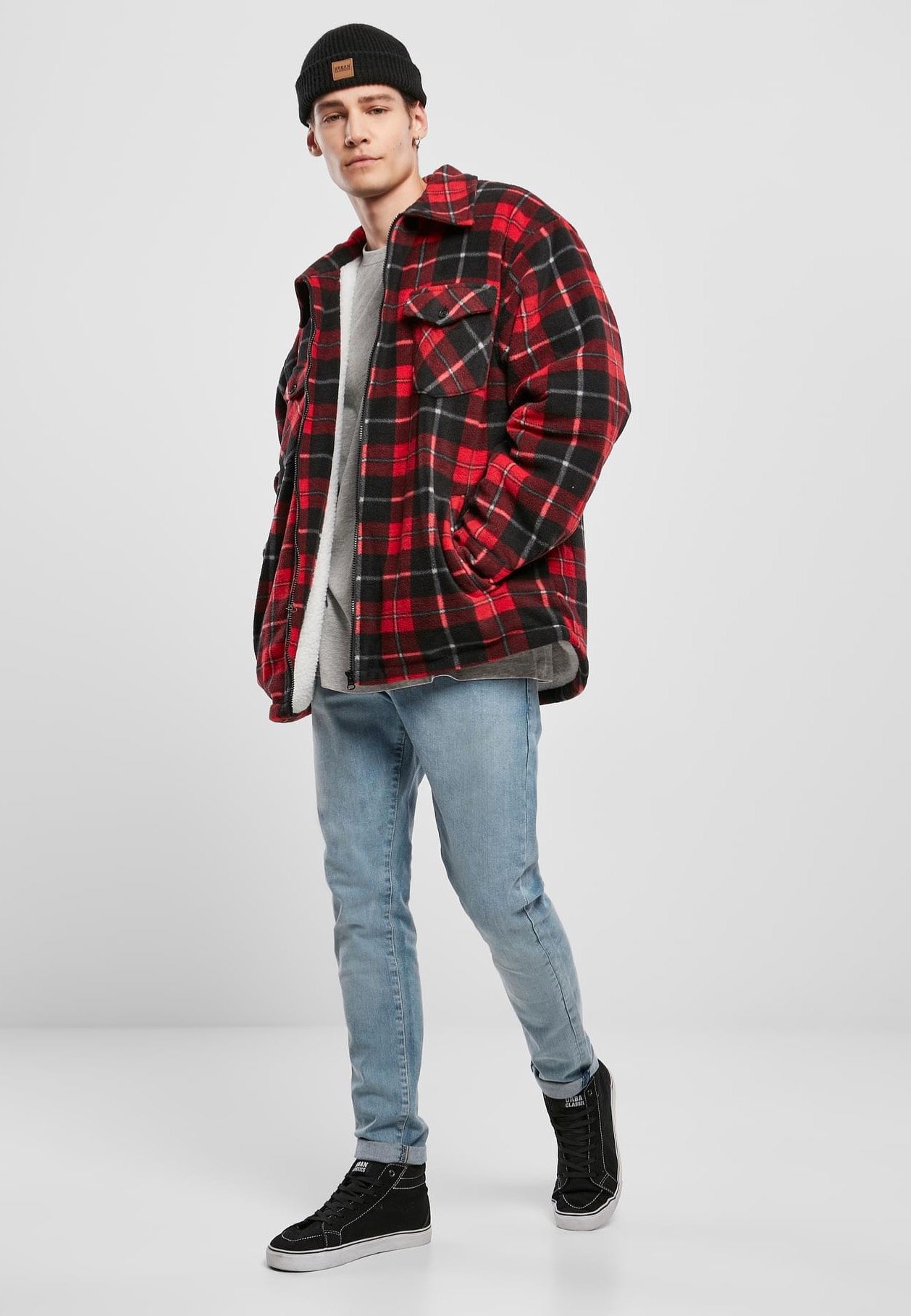 Urban Classics - Plaid Teddy Lined Red/Black - Jacket | Men-Image