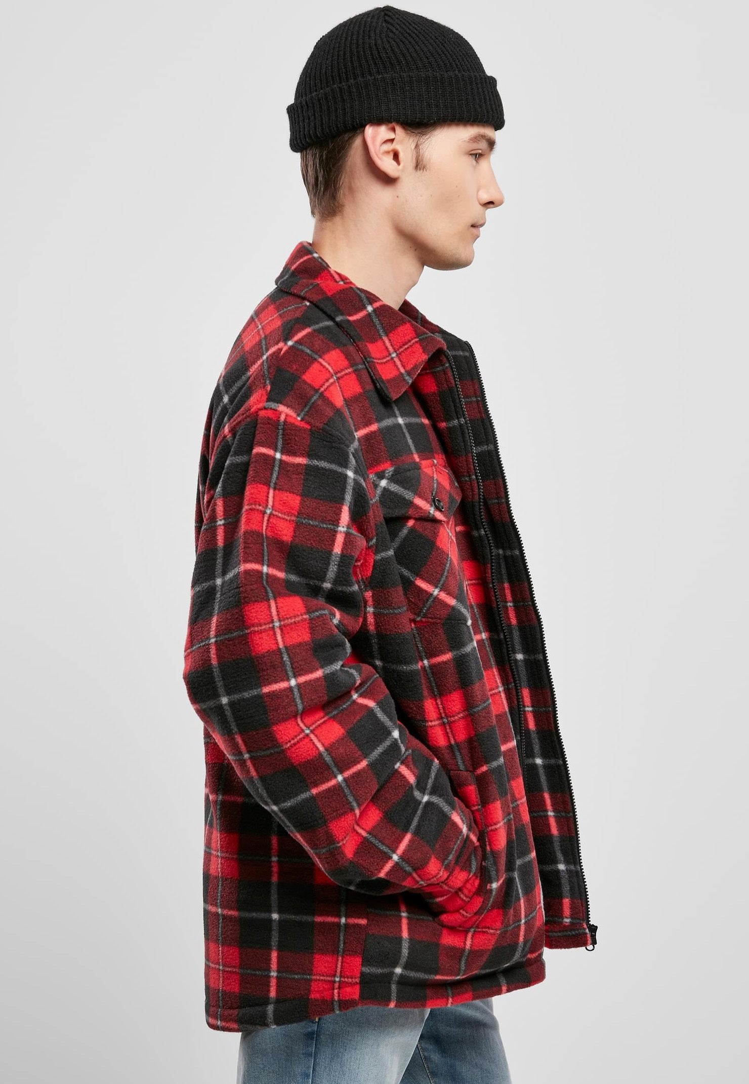 Urban Classics - Plaid Teddy Lined Red/Black - Jacket | Men-Image