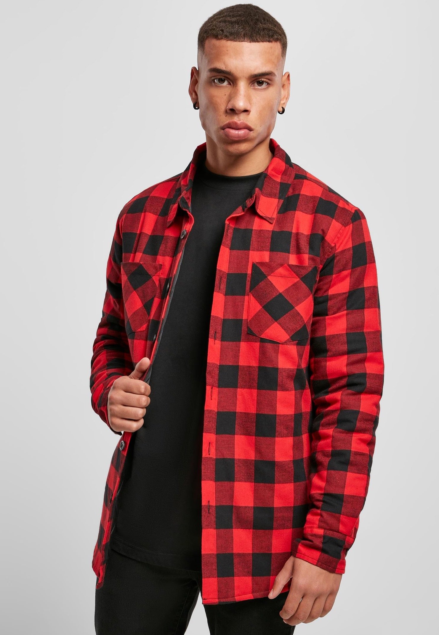 Urban Classics - Padded Check Flannel Black/Red - Shirt | Men-Image