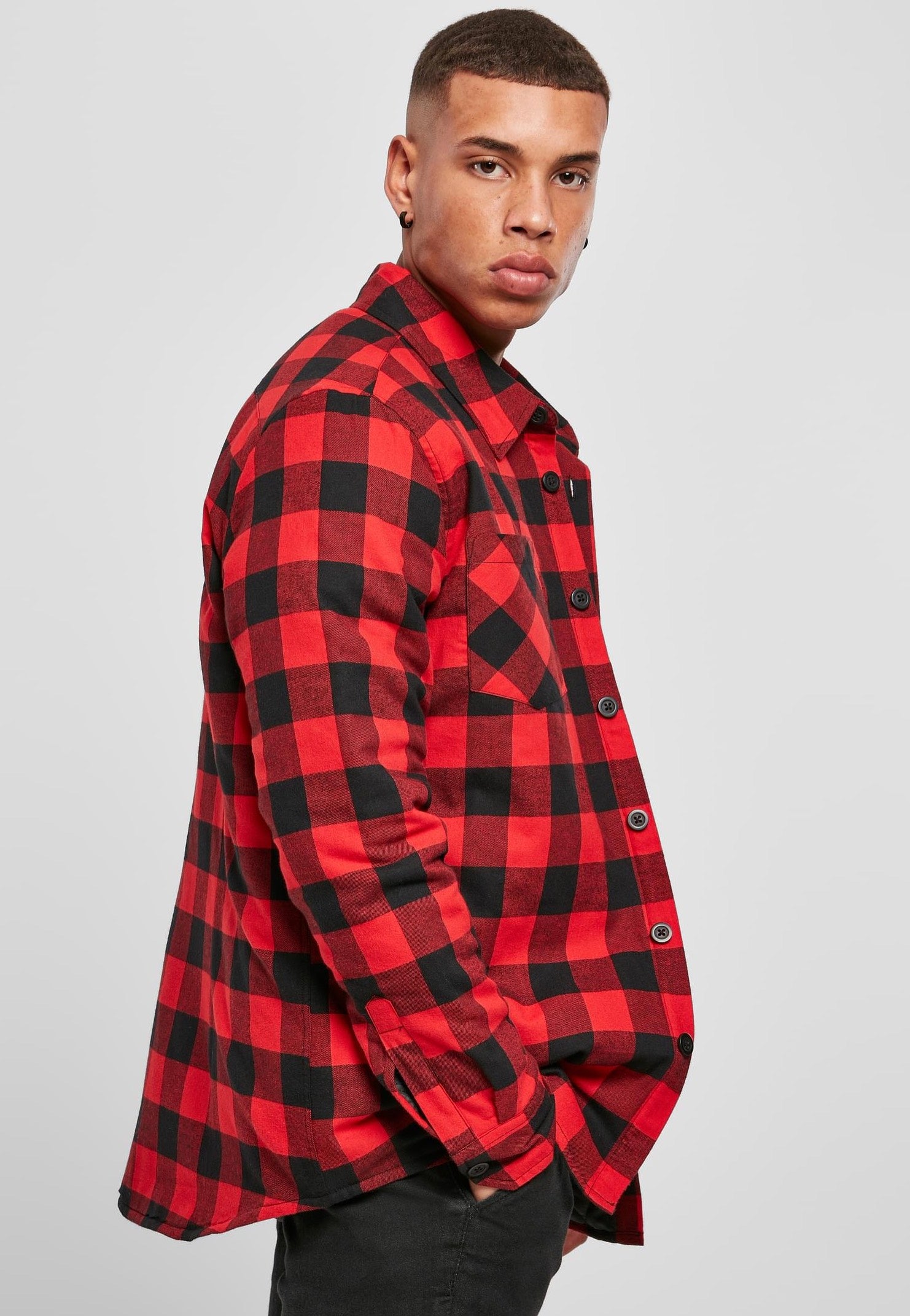 Urban Classics - Padded Check Flannel Black/Red - Shirt | Men-Image