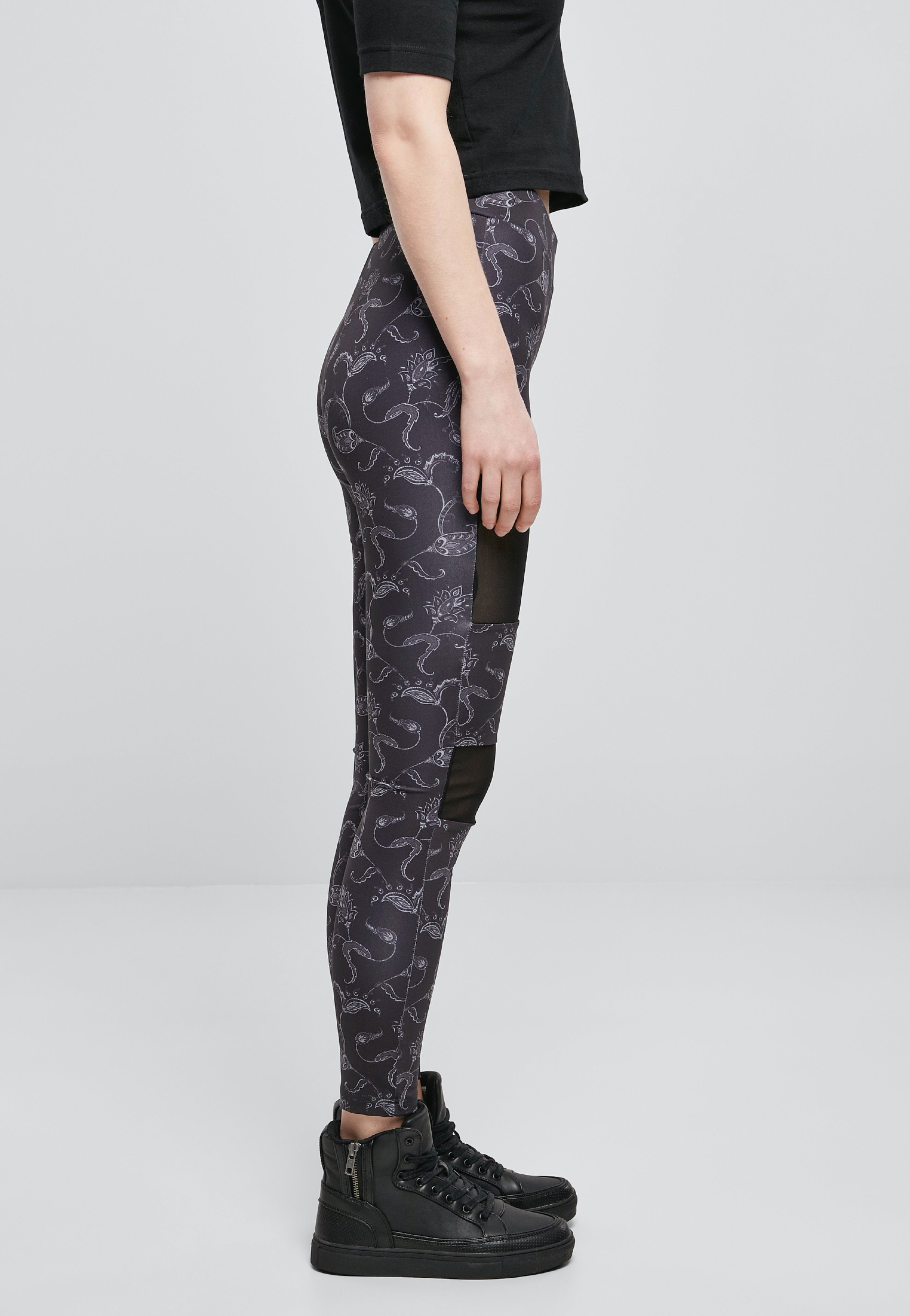 Urban Classics - Tech Mesh AOP Black Paisley - Leggings | Women-Image