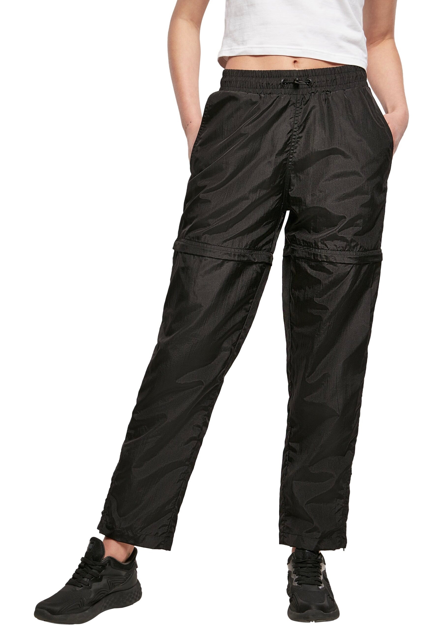 Urban Classics - Ladies Shiny Crinkle Nylon Zip Black - Pants | Women-Image