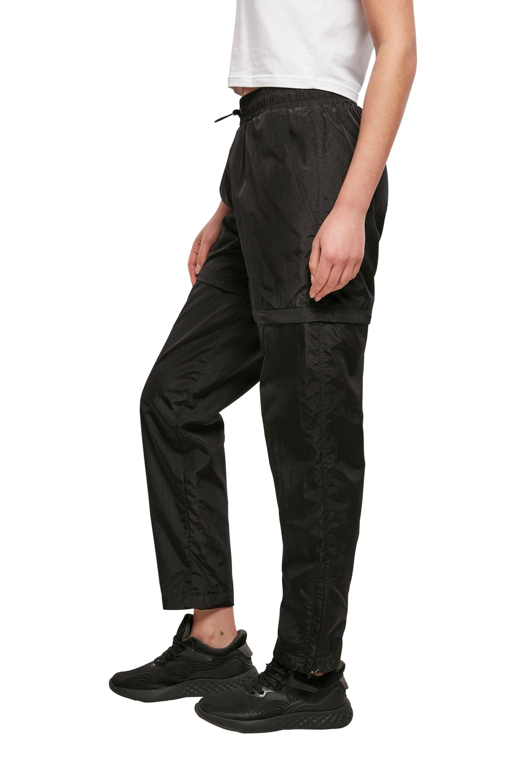 Urban Classics - Ladies Shiny Crinkle Nylon Zip Black - Pants | Women-Image