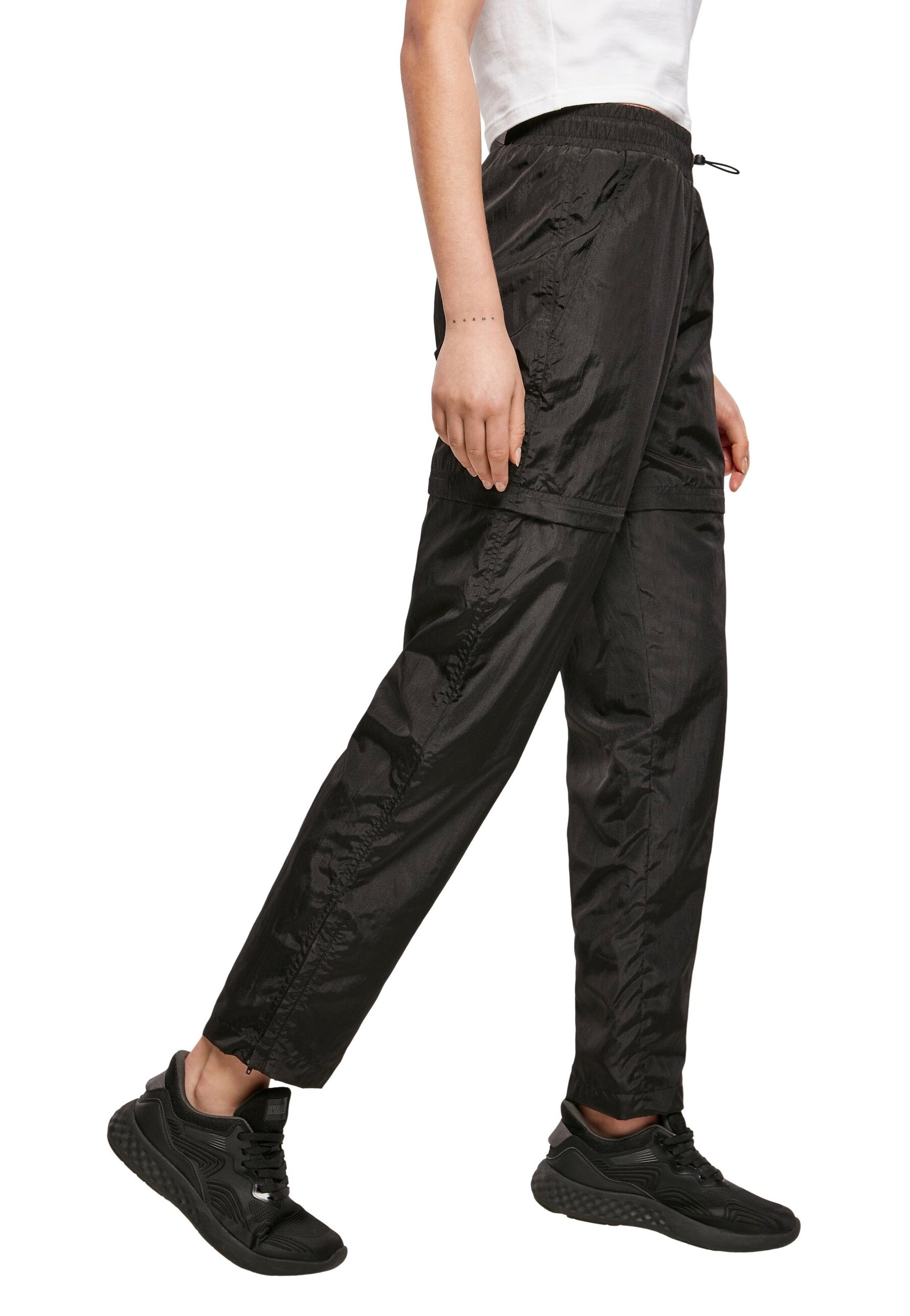 Urban Classics - Ladies Shiny Crinkle Nylon Zip Black - Pants | Women-Image