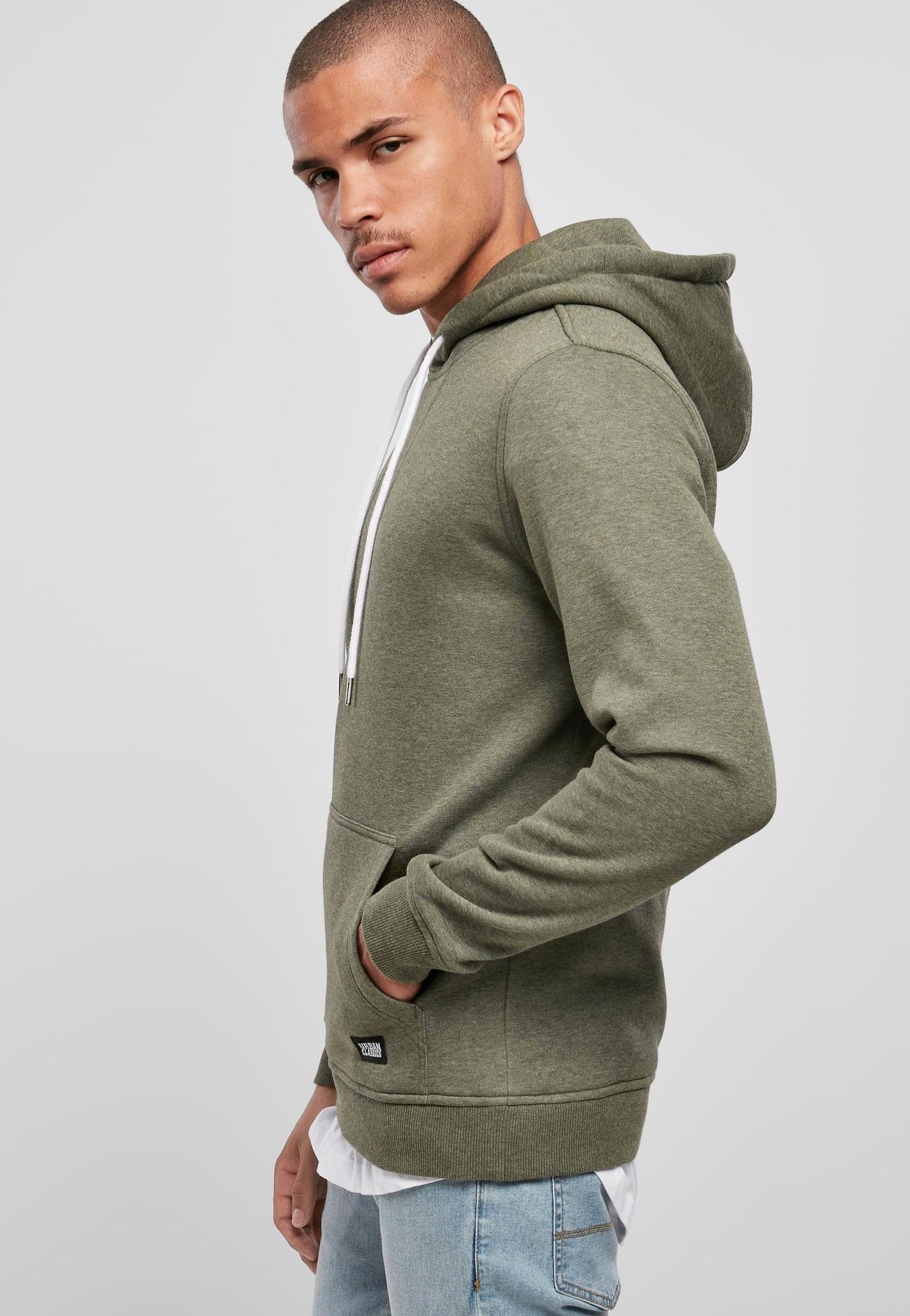 Urban Classics - Basic Melange Darkgreen Melange - Hoodie | Men-Image