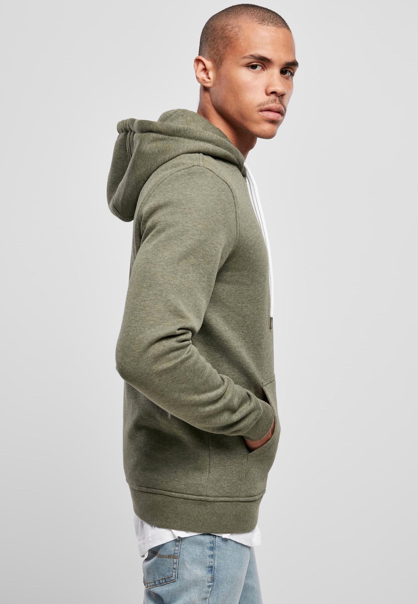 Urban Classics - Basic Melange Darkgreen Melange - Hoodie | Men-Image