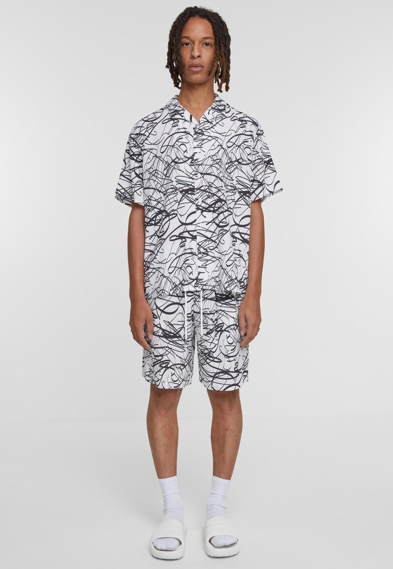 Urban Classics - Viscose AOP Resort Whitescribble - Shirt | Men-Image