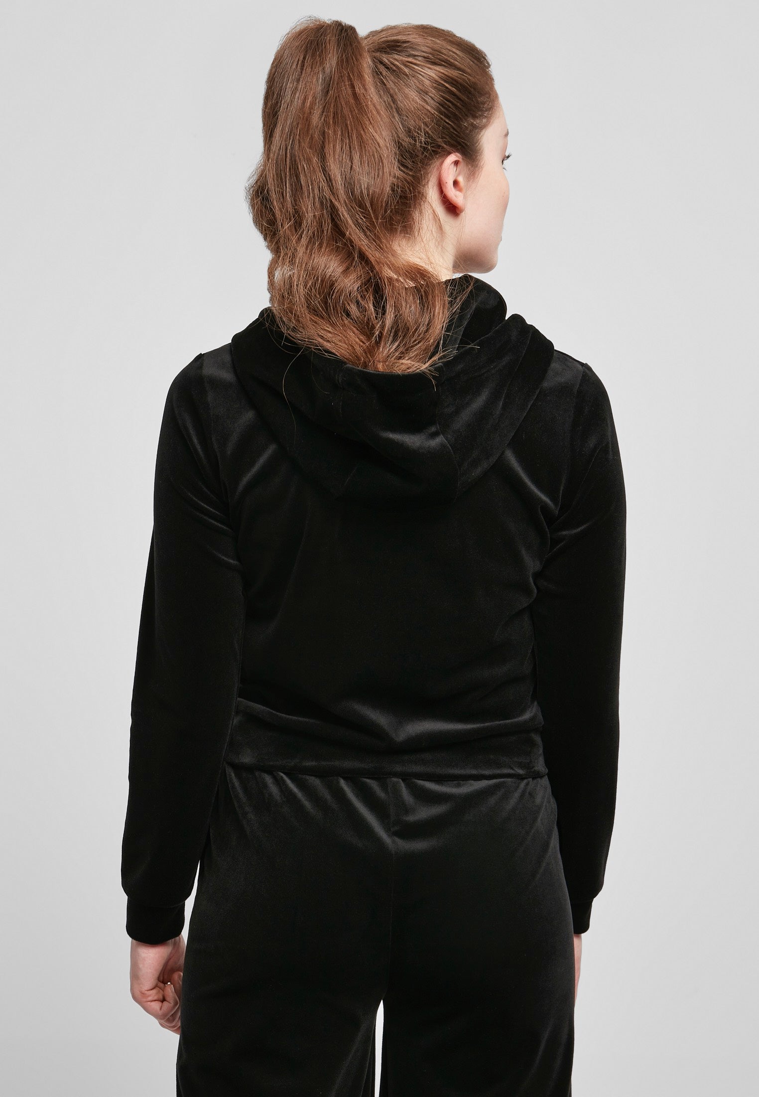 Urban Classics - Ladies Short Velvet Zip Black - Zipper | Women-Image