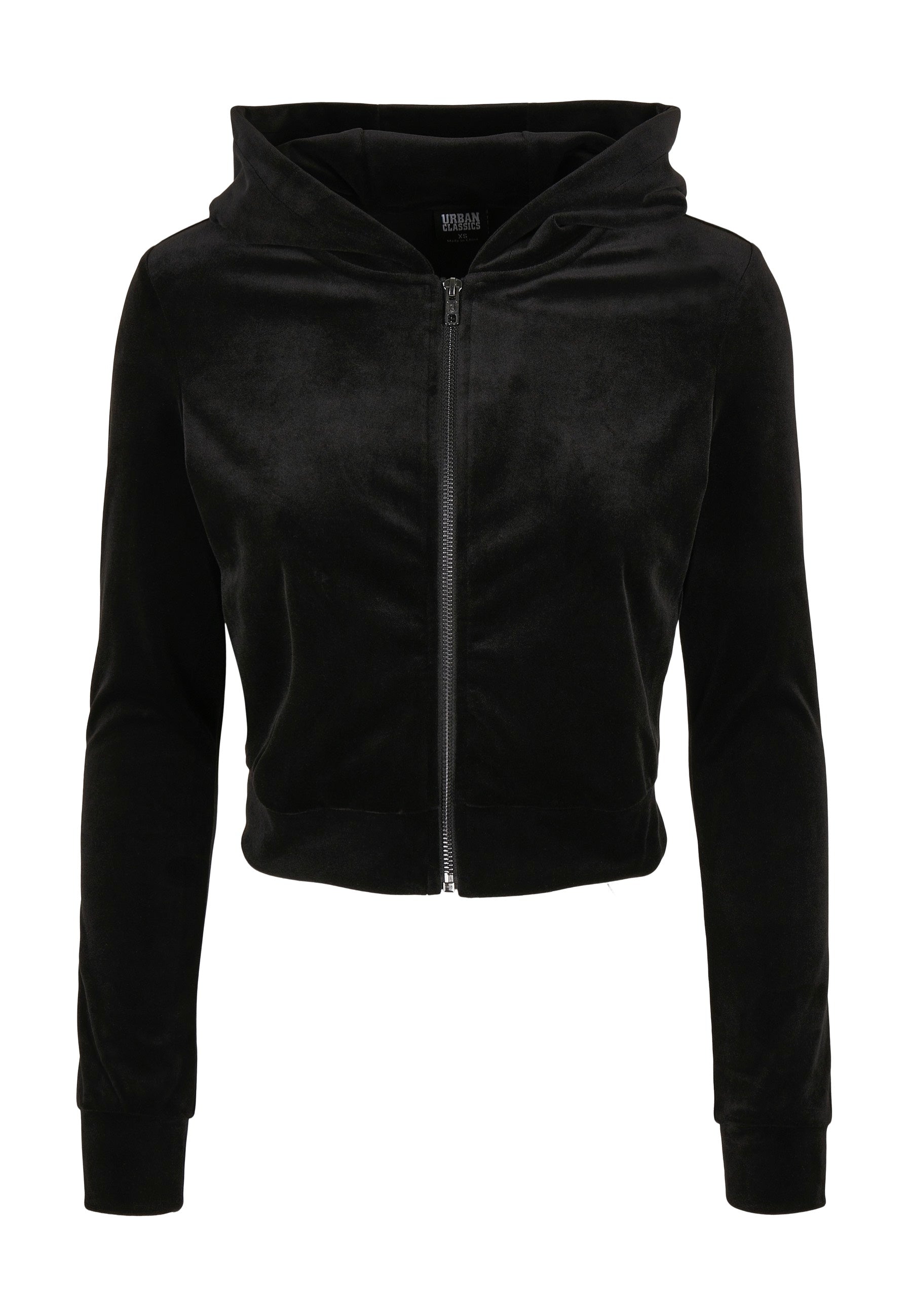 Urban Classics - Ladies Short Velvet Zip Black - Zipper | Women-Image