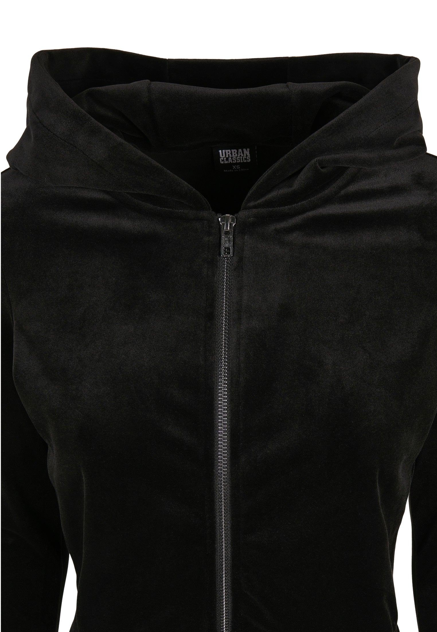 Urban Classics - Ladies Short Velvet Zip Black - Zipper | Women-Image